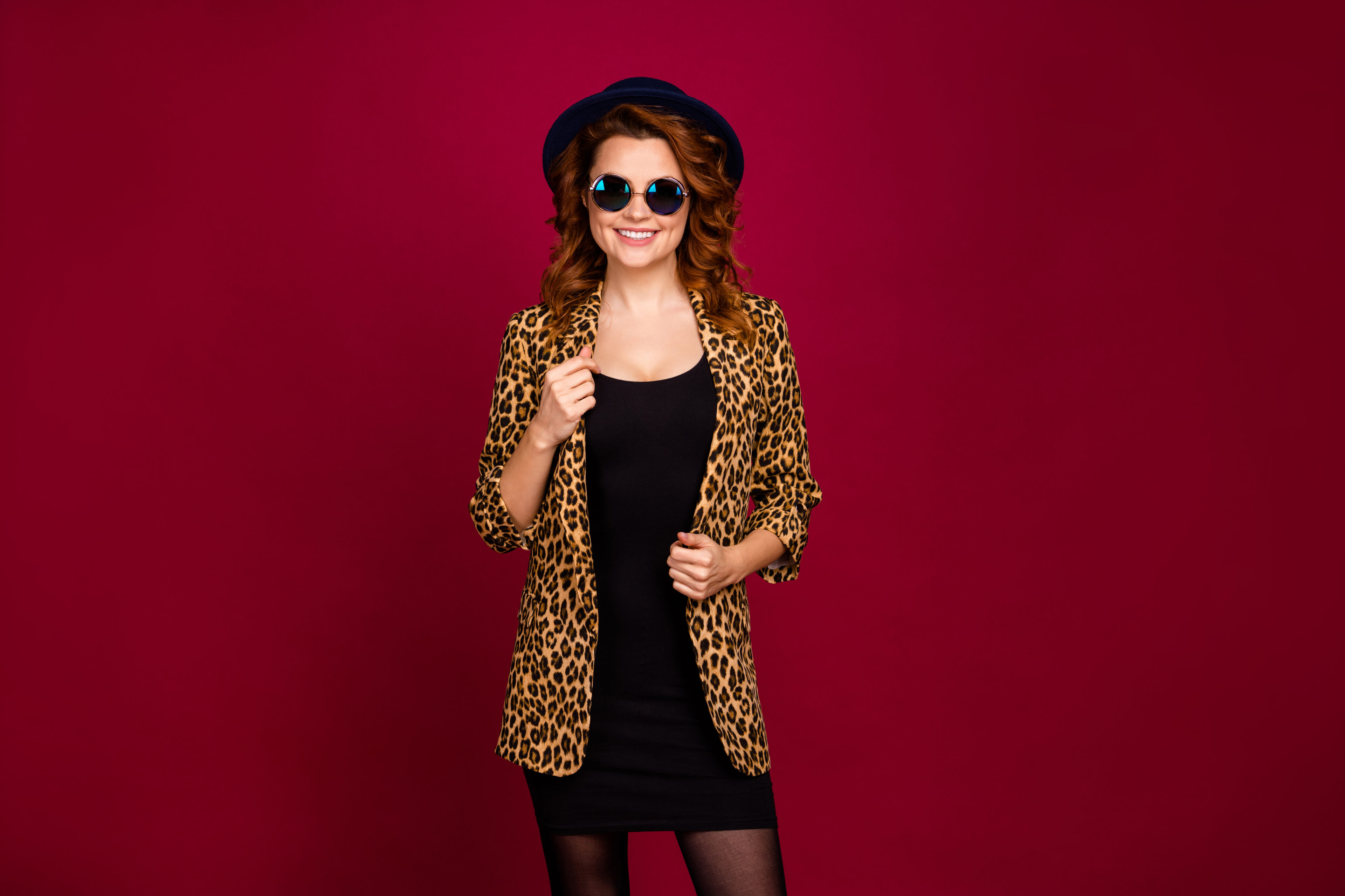 Cheetah Print Jacket & Black Dress