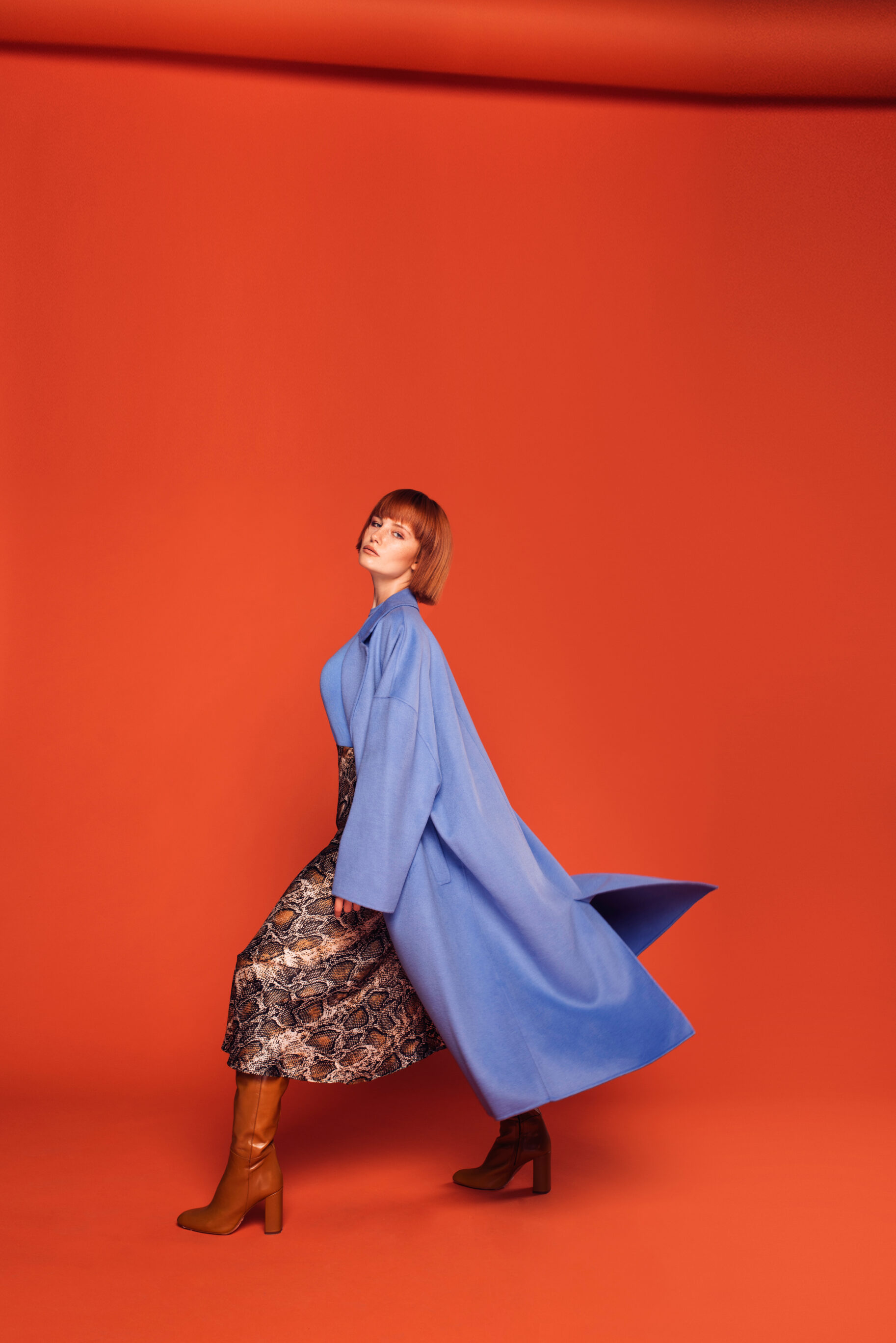 Long Coat With Platform Ankle Boots