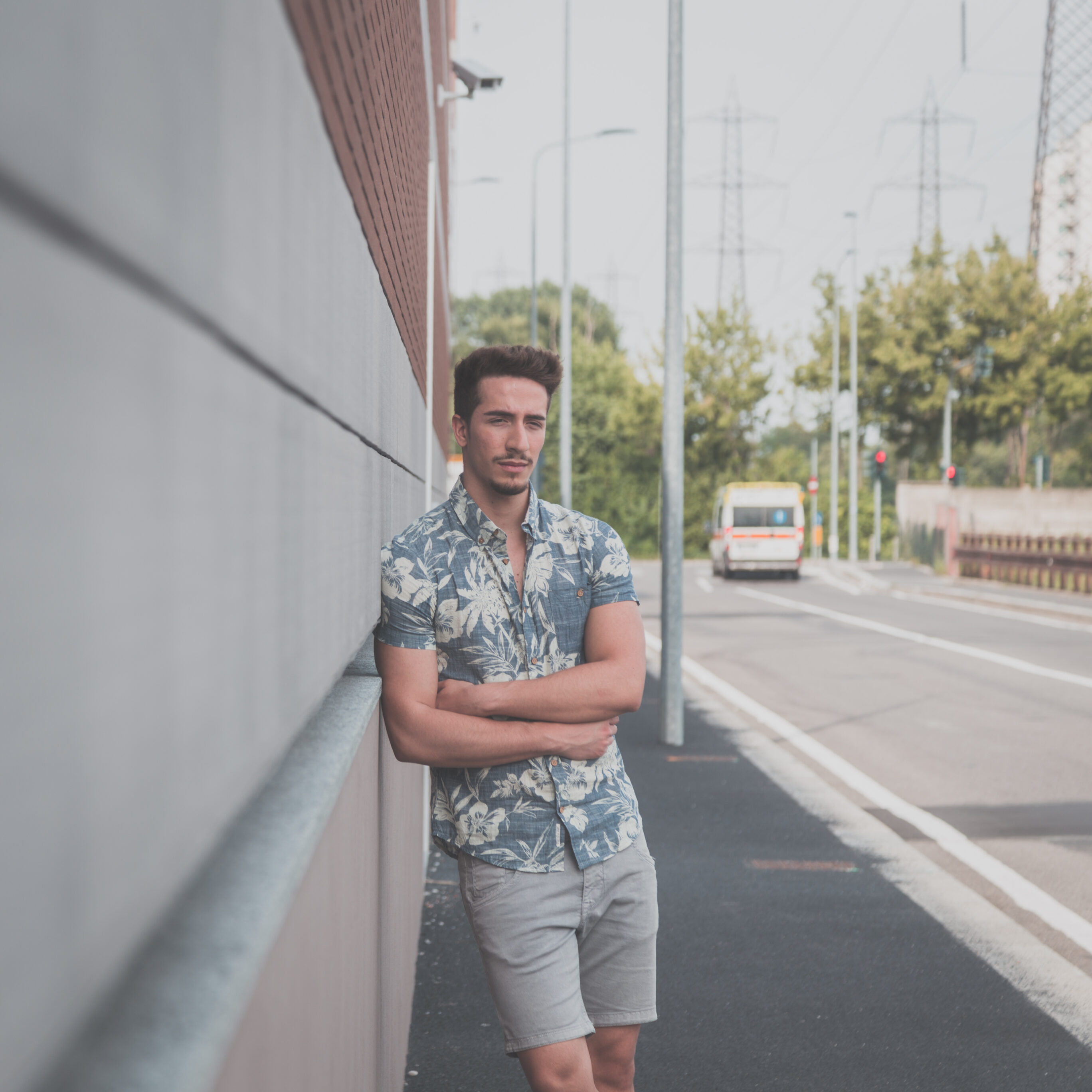 Short Sleeve Shirt And Gray Pants For Men