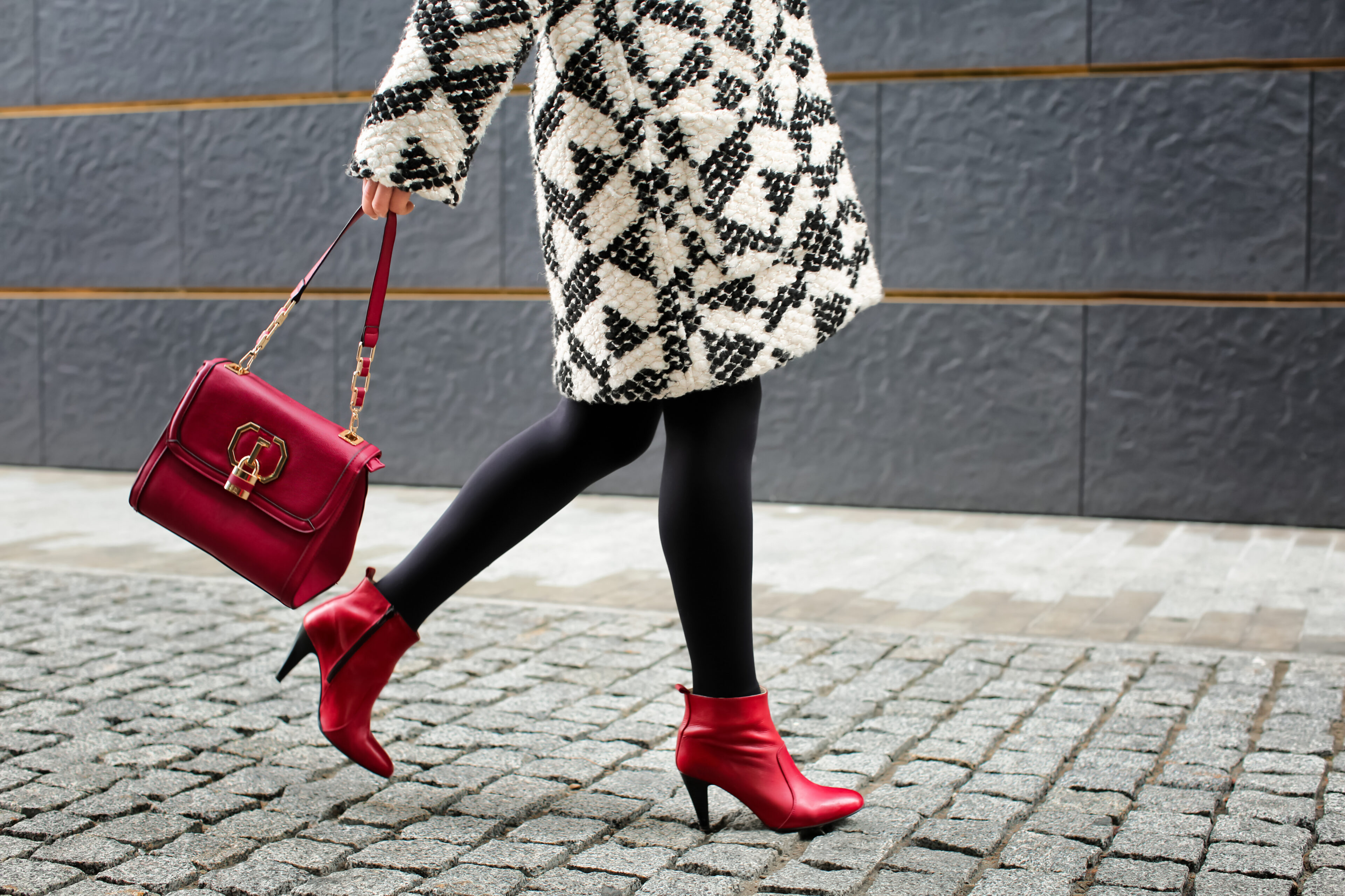 Red Ankle Boots And Leggings