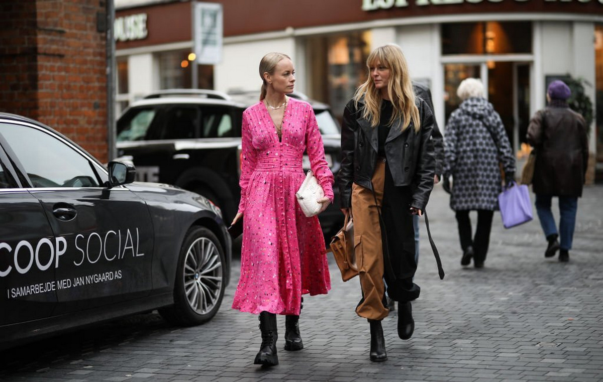 Pink Dress with Black Ankle Boots