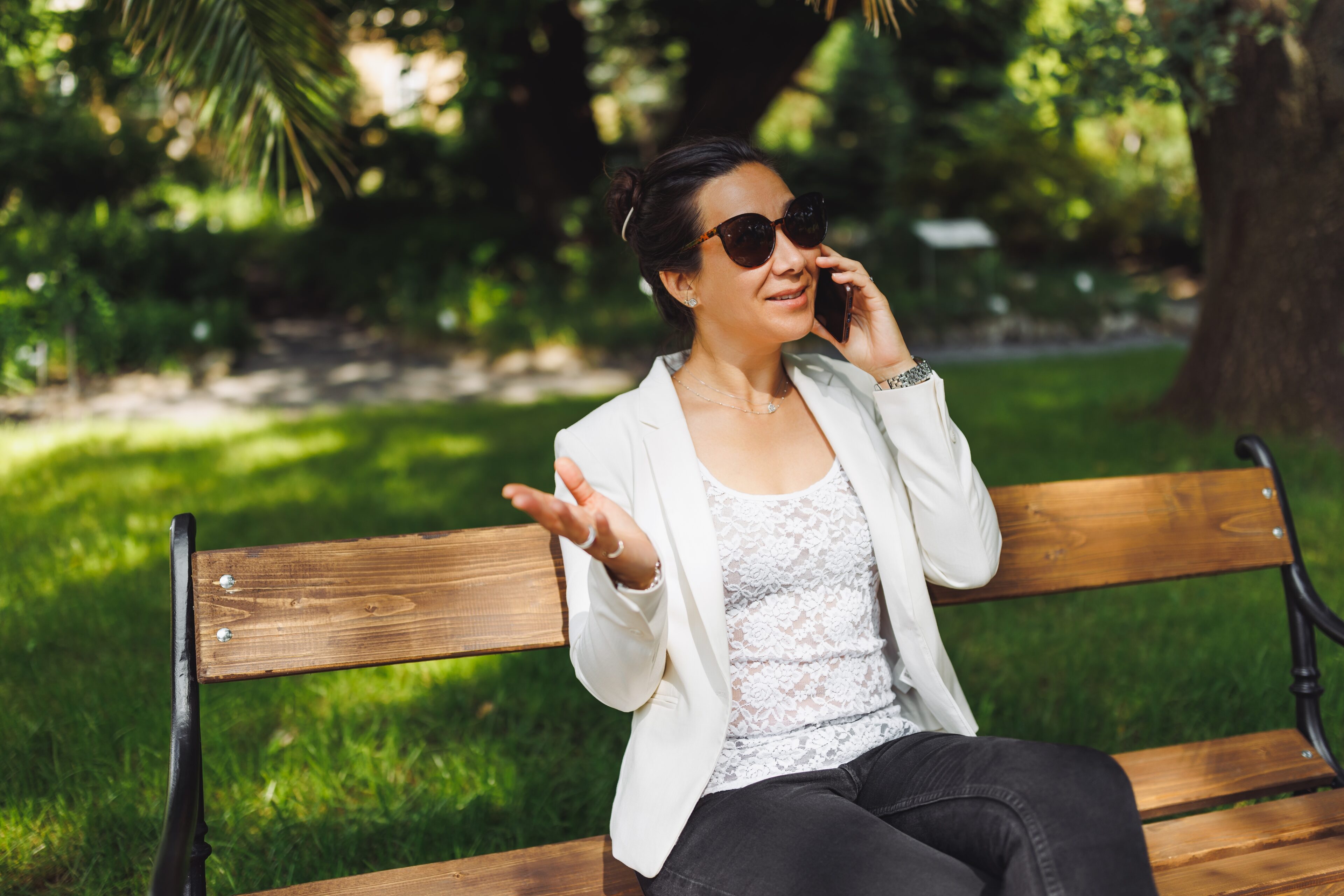 Lace Shirt, Blazer, And Gray Pants For Women