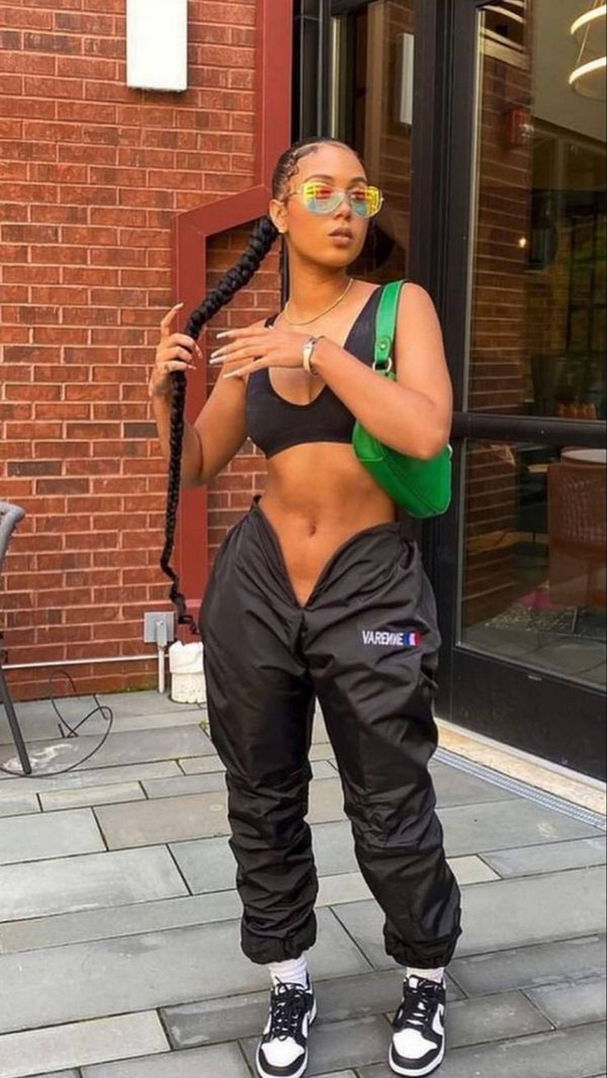 V-Shaped High Waist Cargo Pants with Sleeveless Crop Top