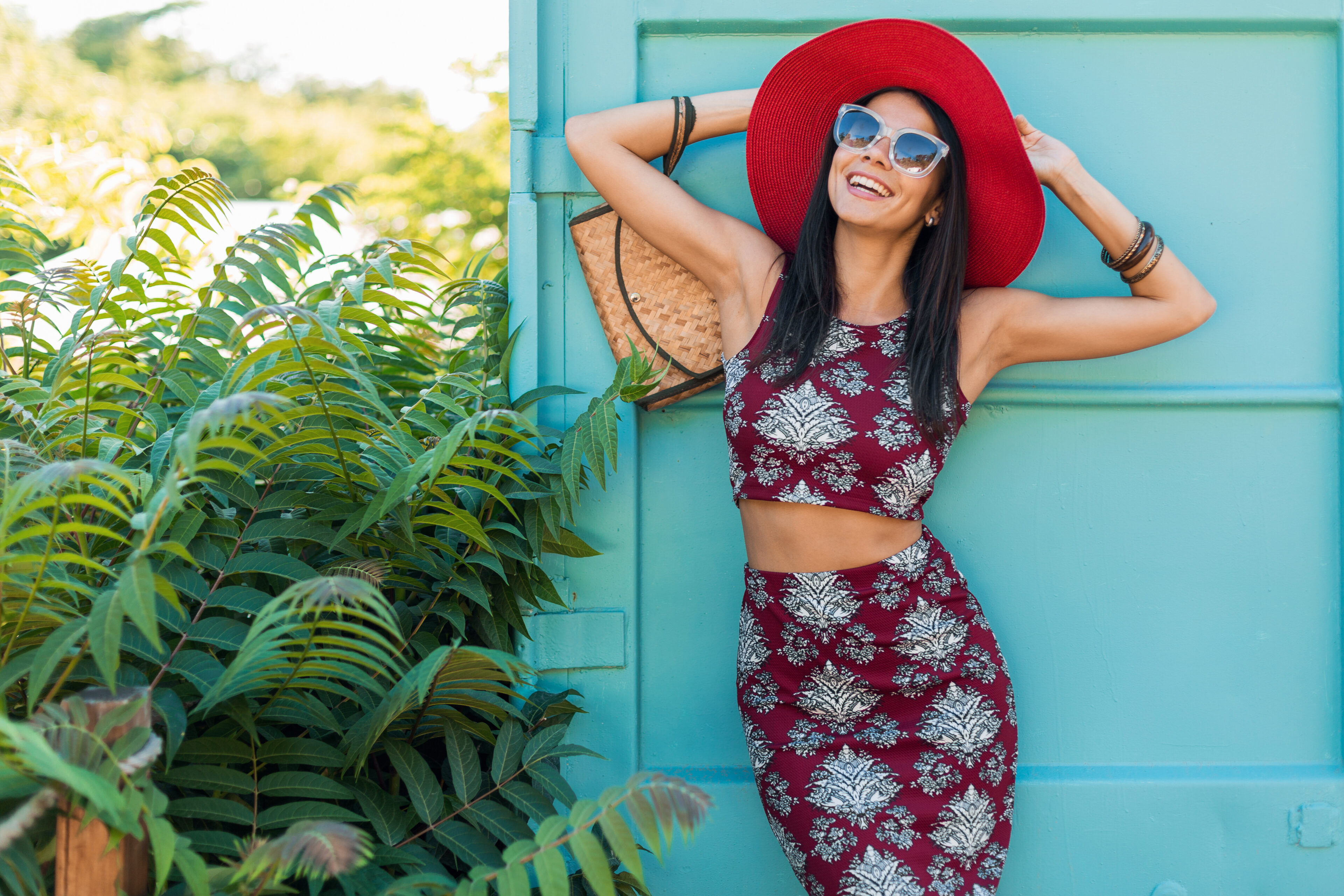 Printed Crop Top And Pencil Skirt Set