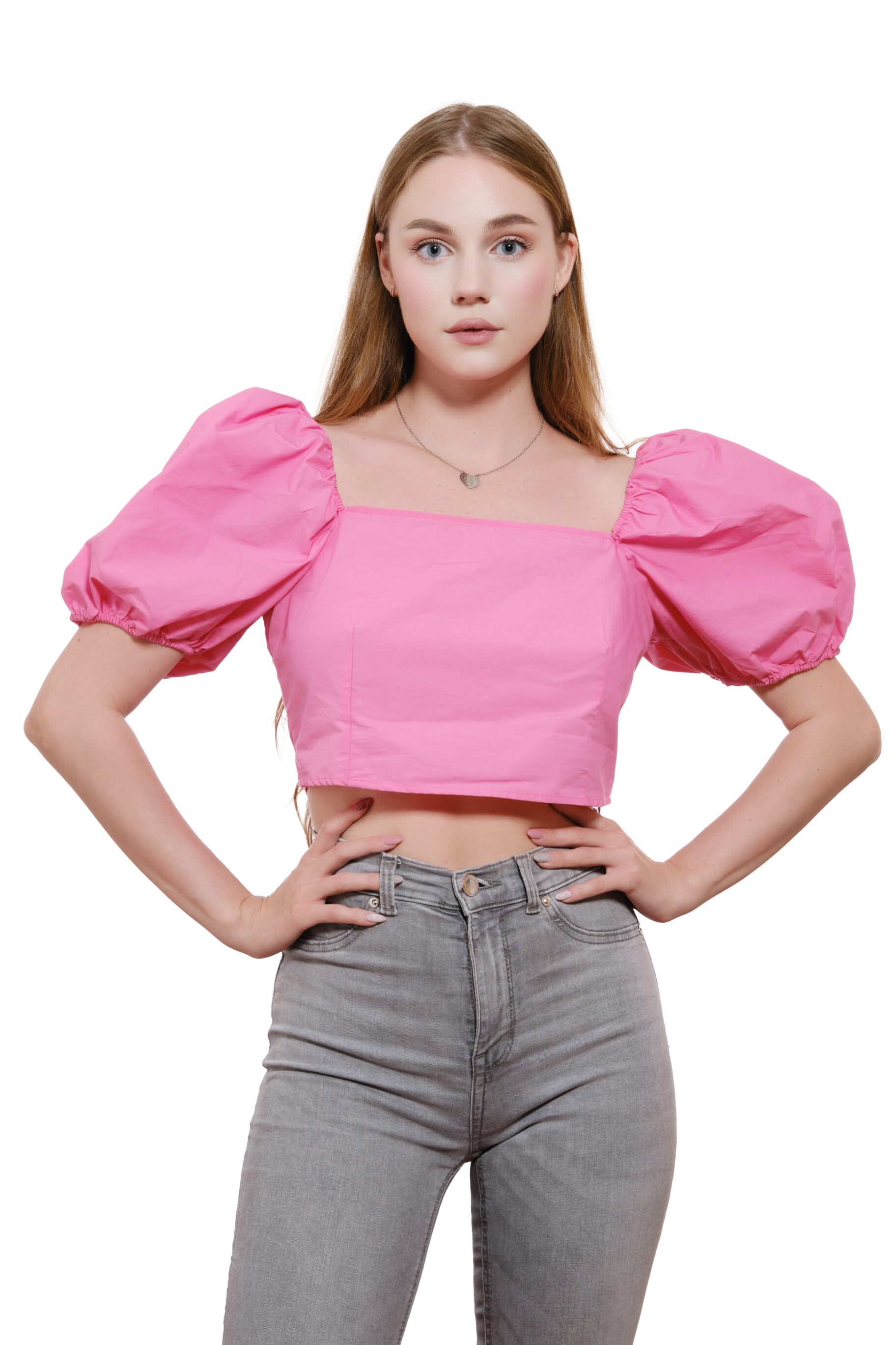 Pink Blouses With Gray Pants For Women