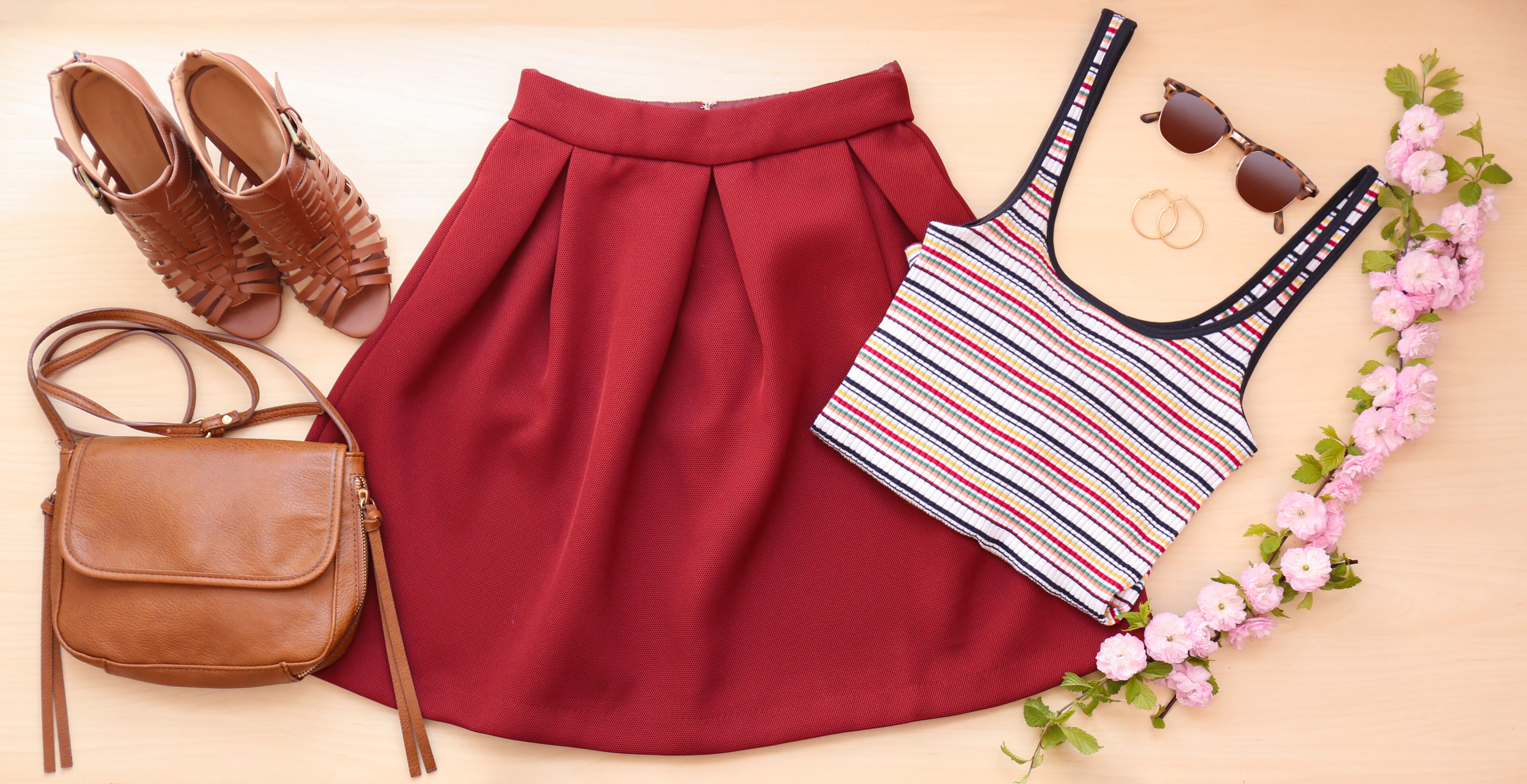 Pleated Skirt And Crop Top