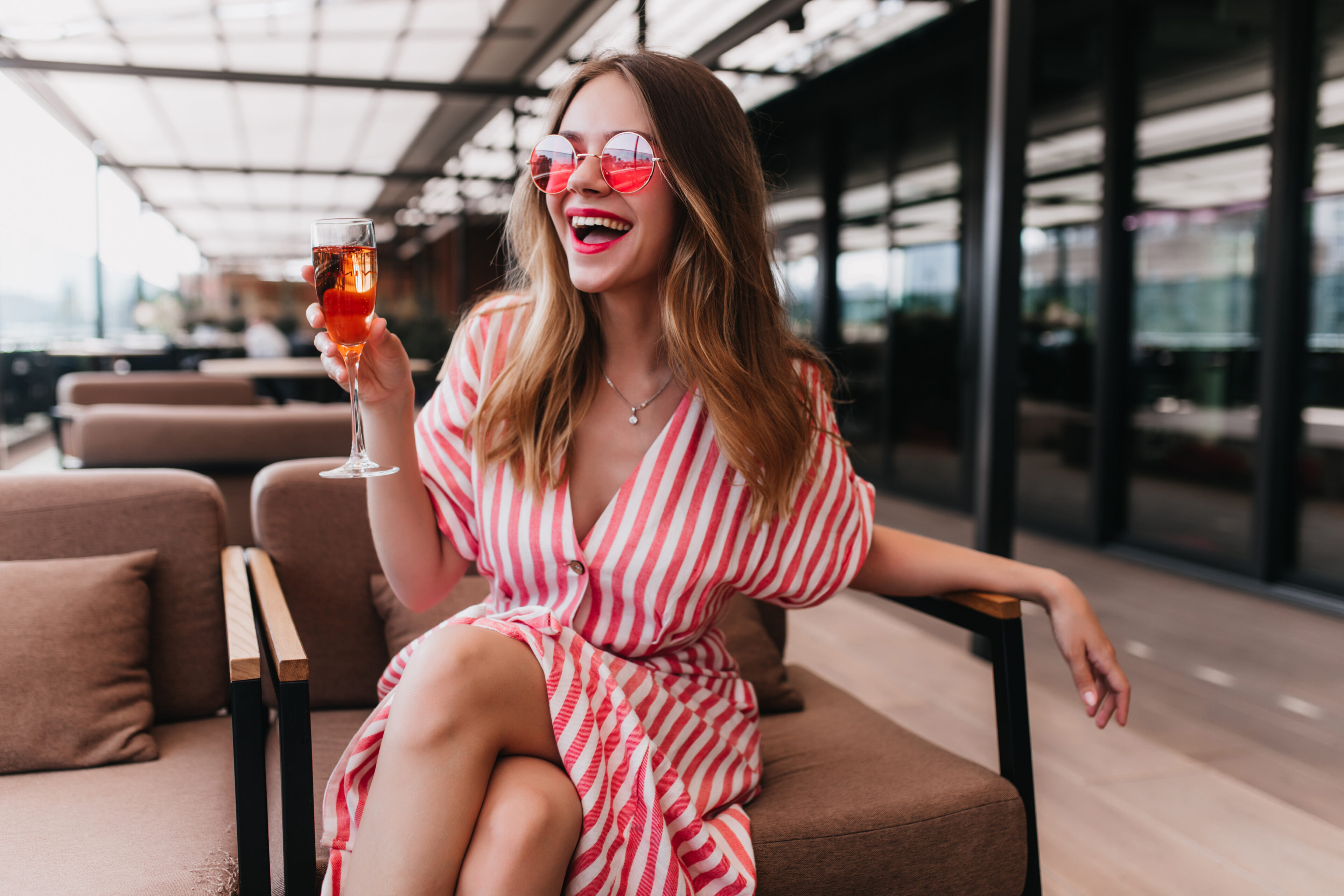 Striped Dress & Sunglasses