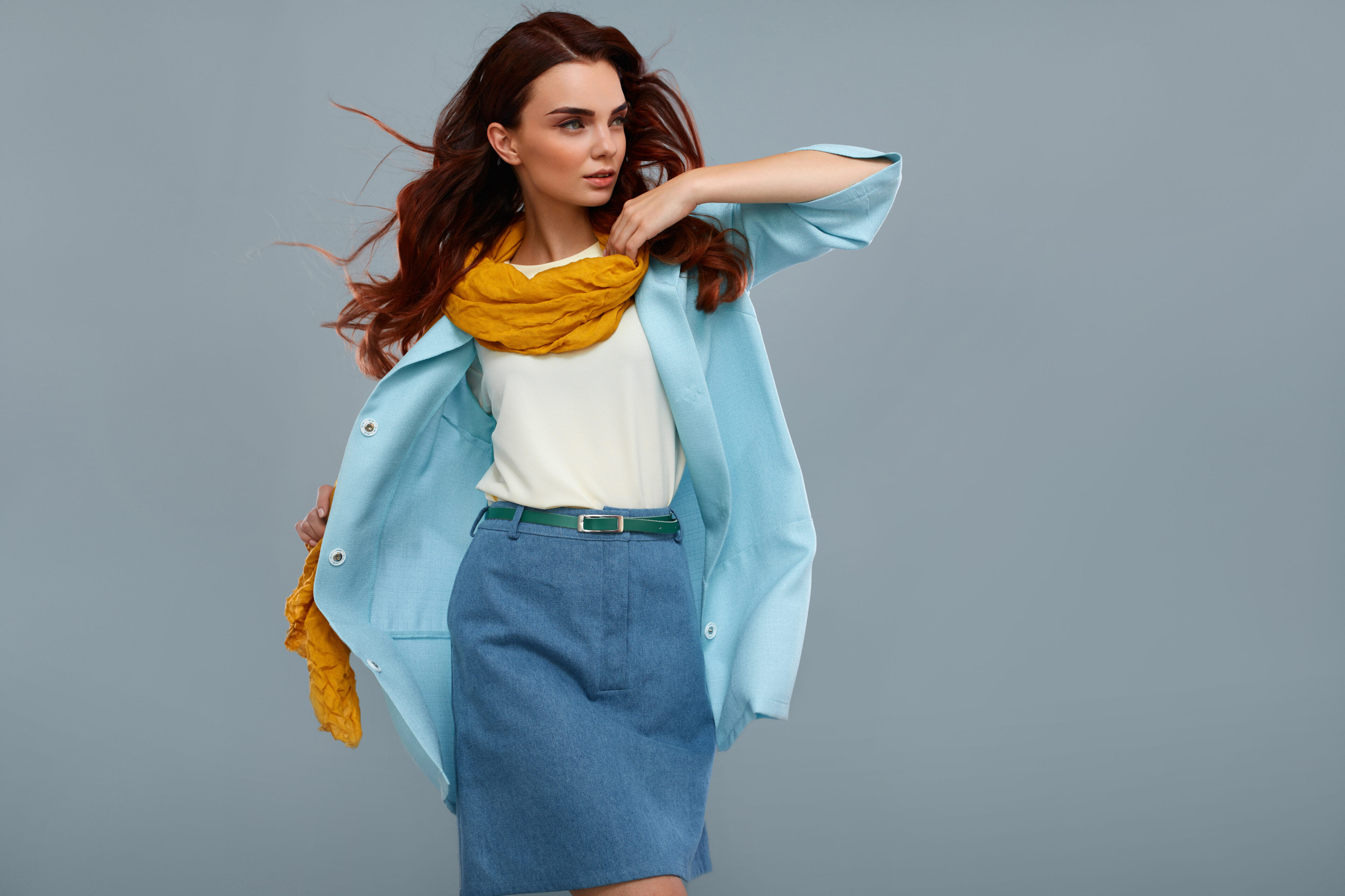 White T-Shirt And Jeans Skirt