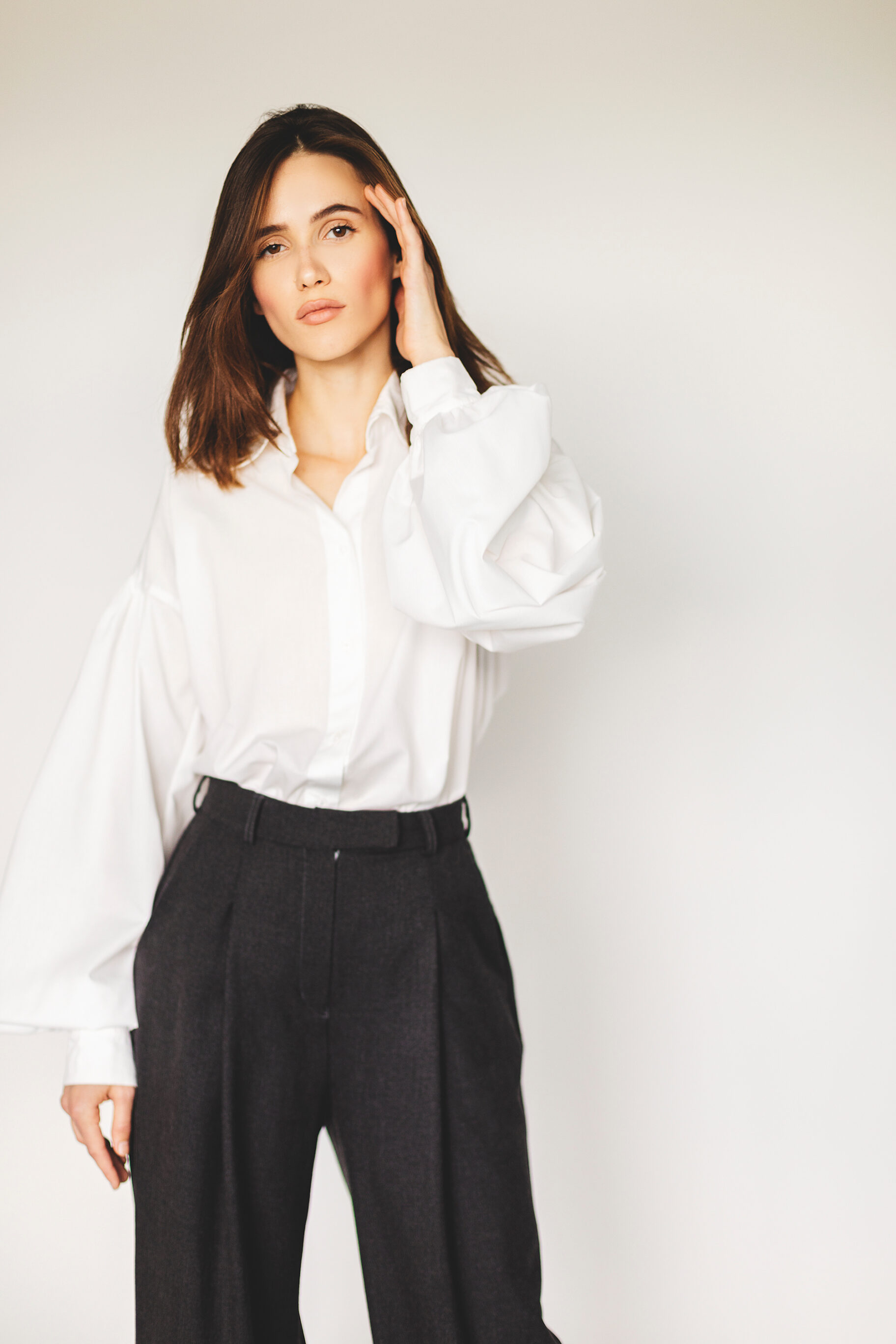 Puff Sleeve Shirt And Wide Leg Pants