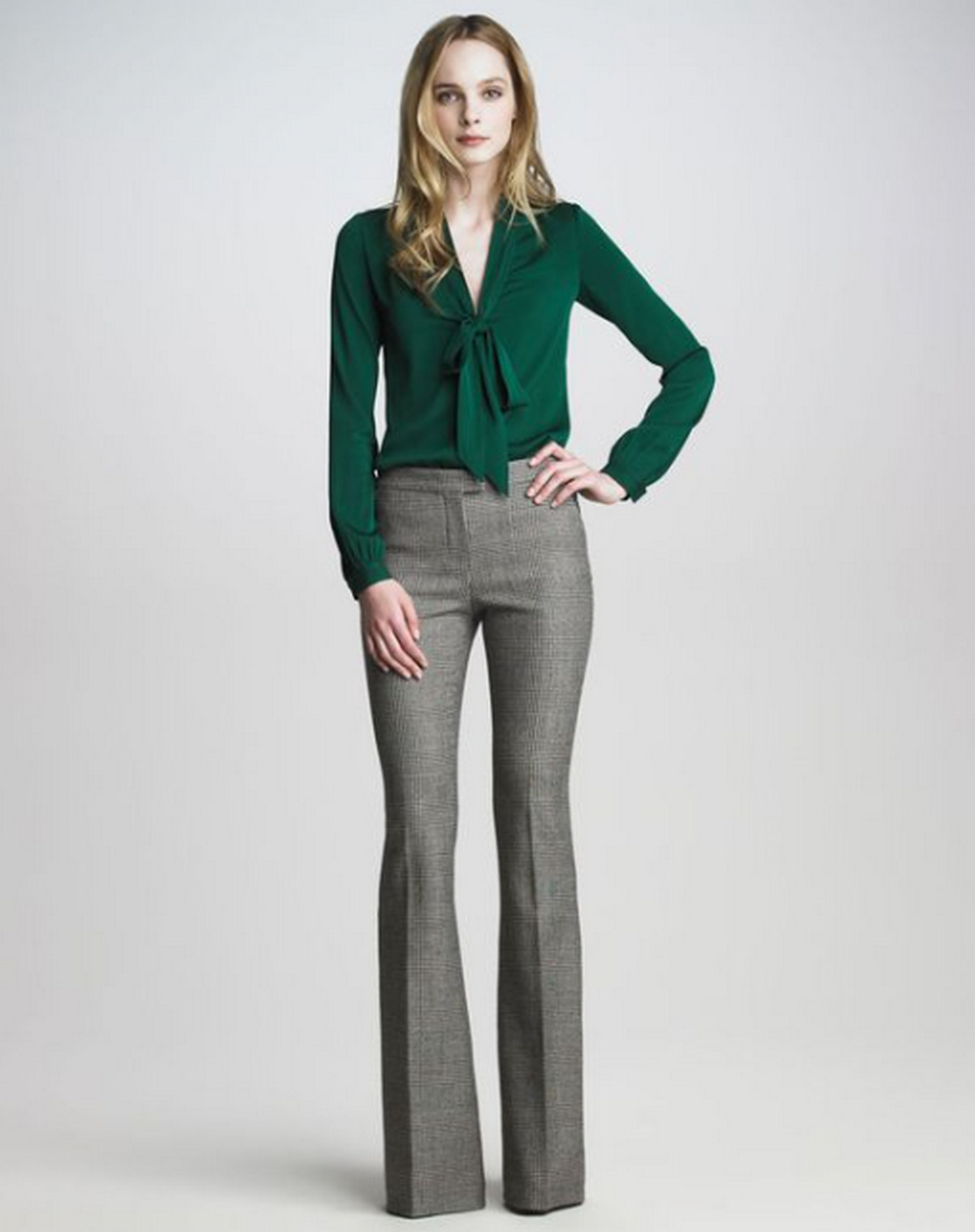 Green Shirt With Gray Zoe Pants For Women