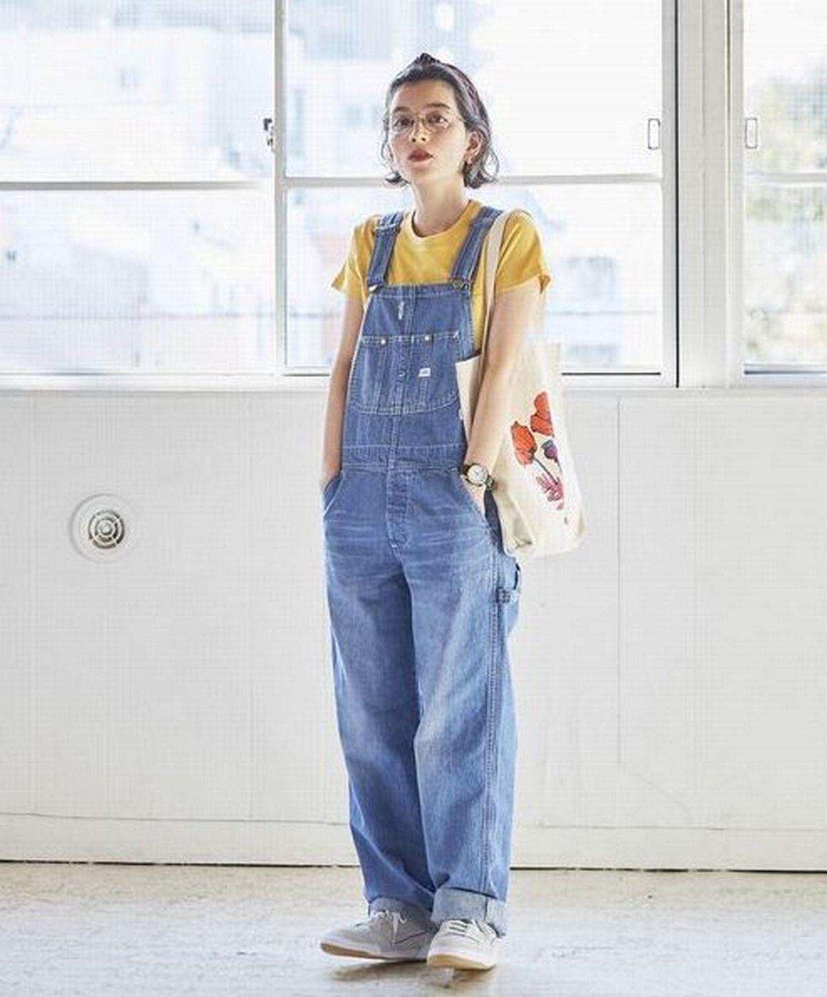 Yellow Tee With Denim Overalls