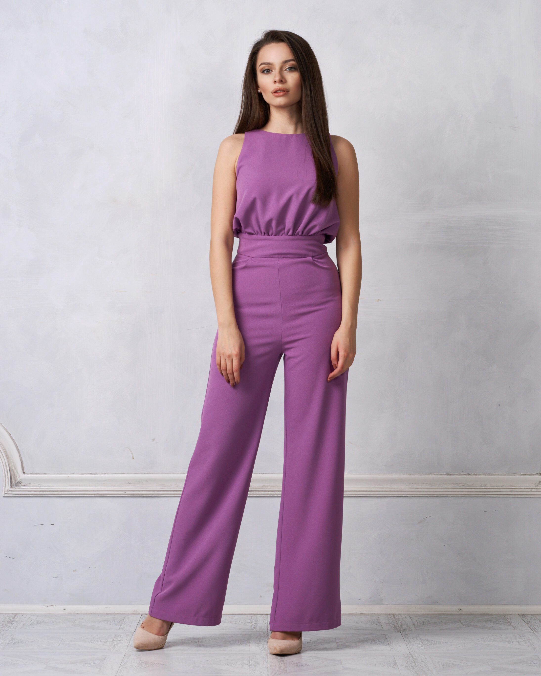 Sleeveless Purple Jumpsuit 