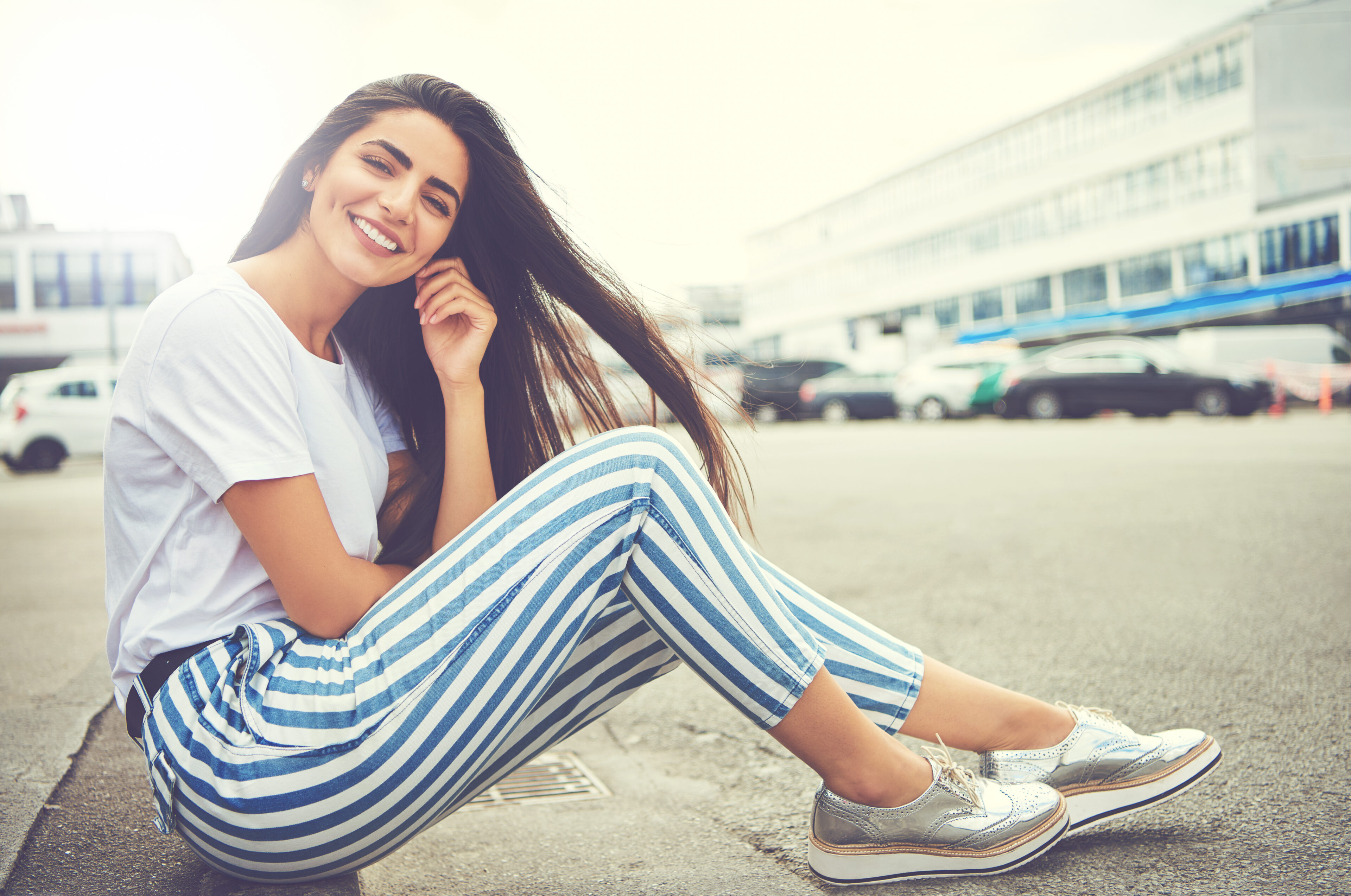 Striped Pants With Platform Oxfords