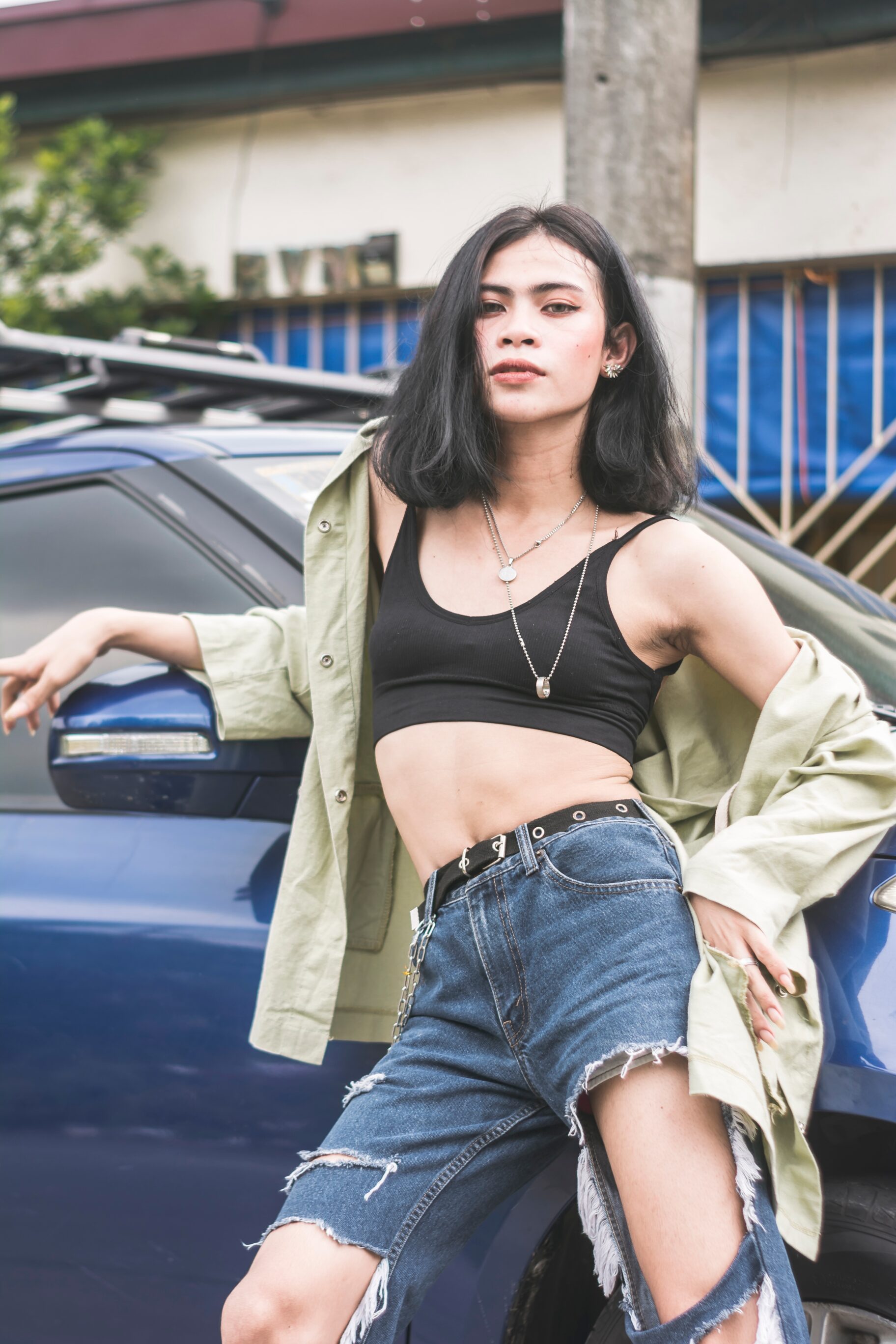 Ripped Jeans And Crop Top