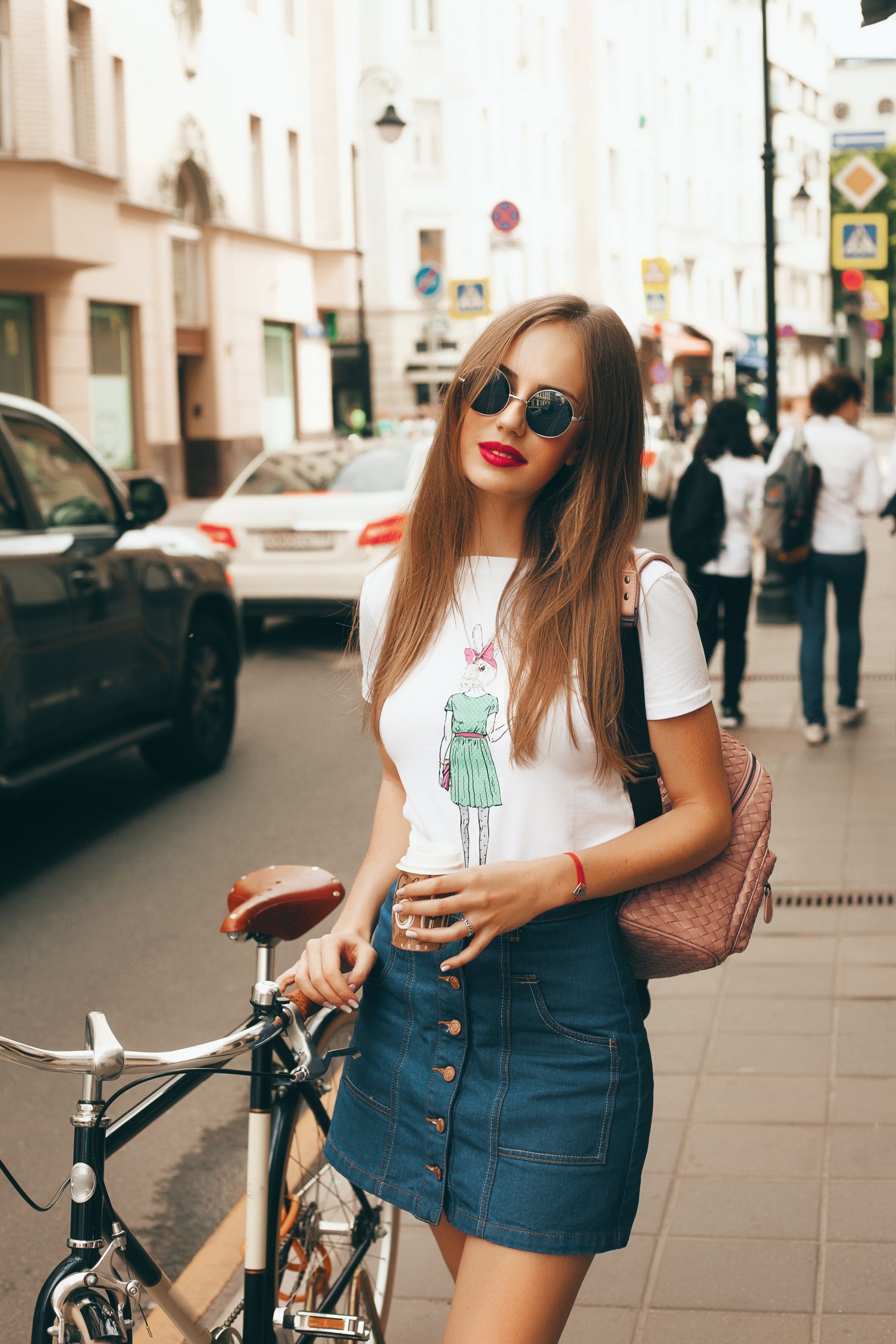 T-shirts and Denim Skirts