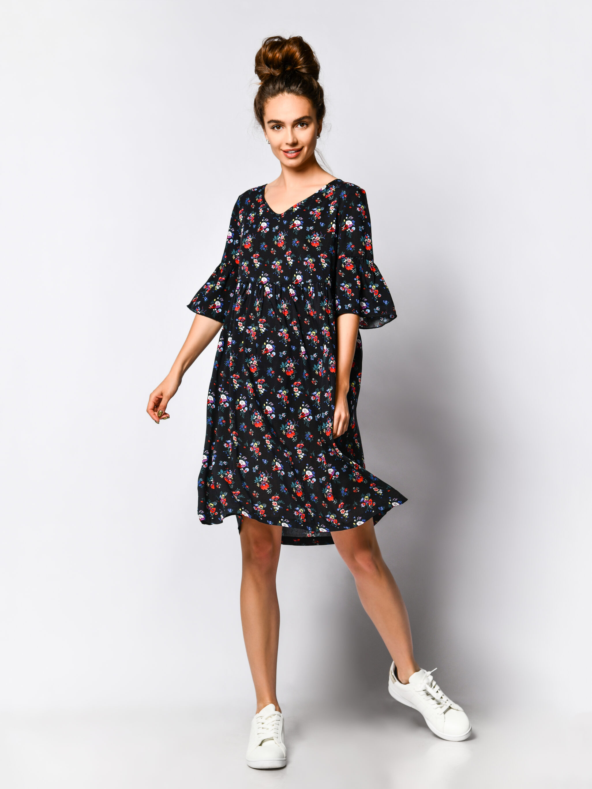 Midi Dress With Platform Sneakers