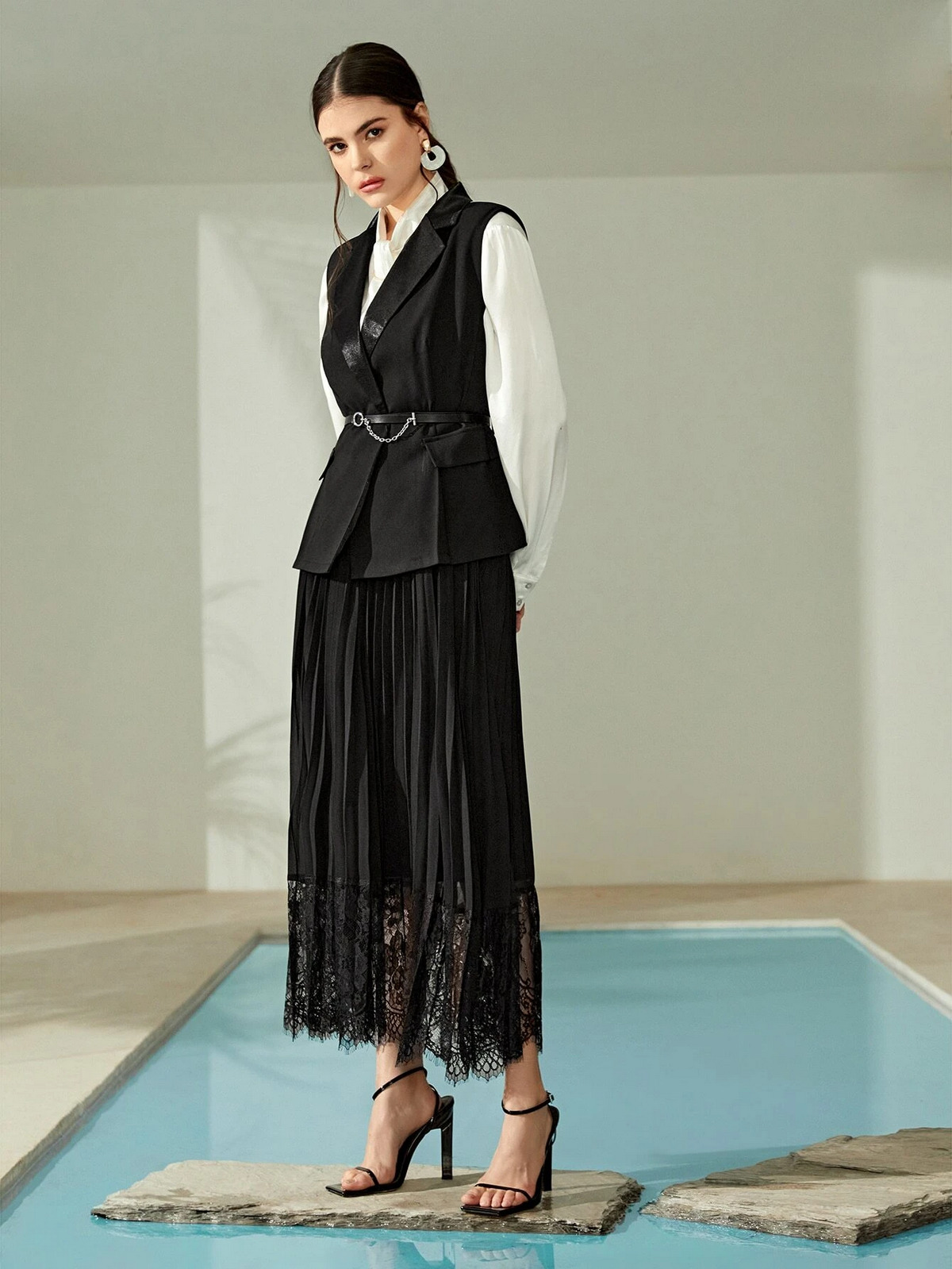 Waistcoat With A Midi Skirt