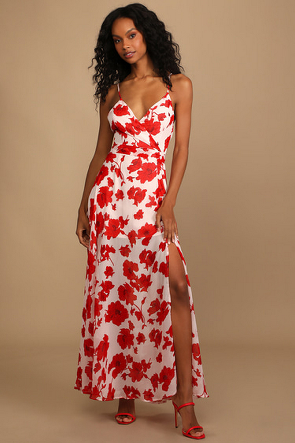 Red Floral Maxi Dress 