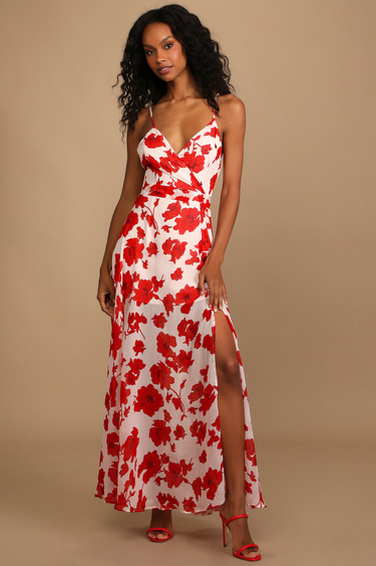 Red Floral Maxi Dress