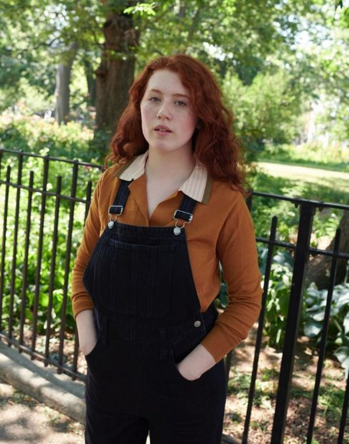 Brown Polo Shirt With Black Overalls