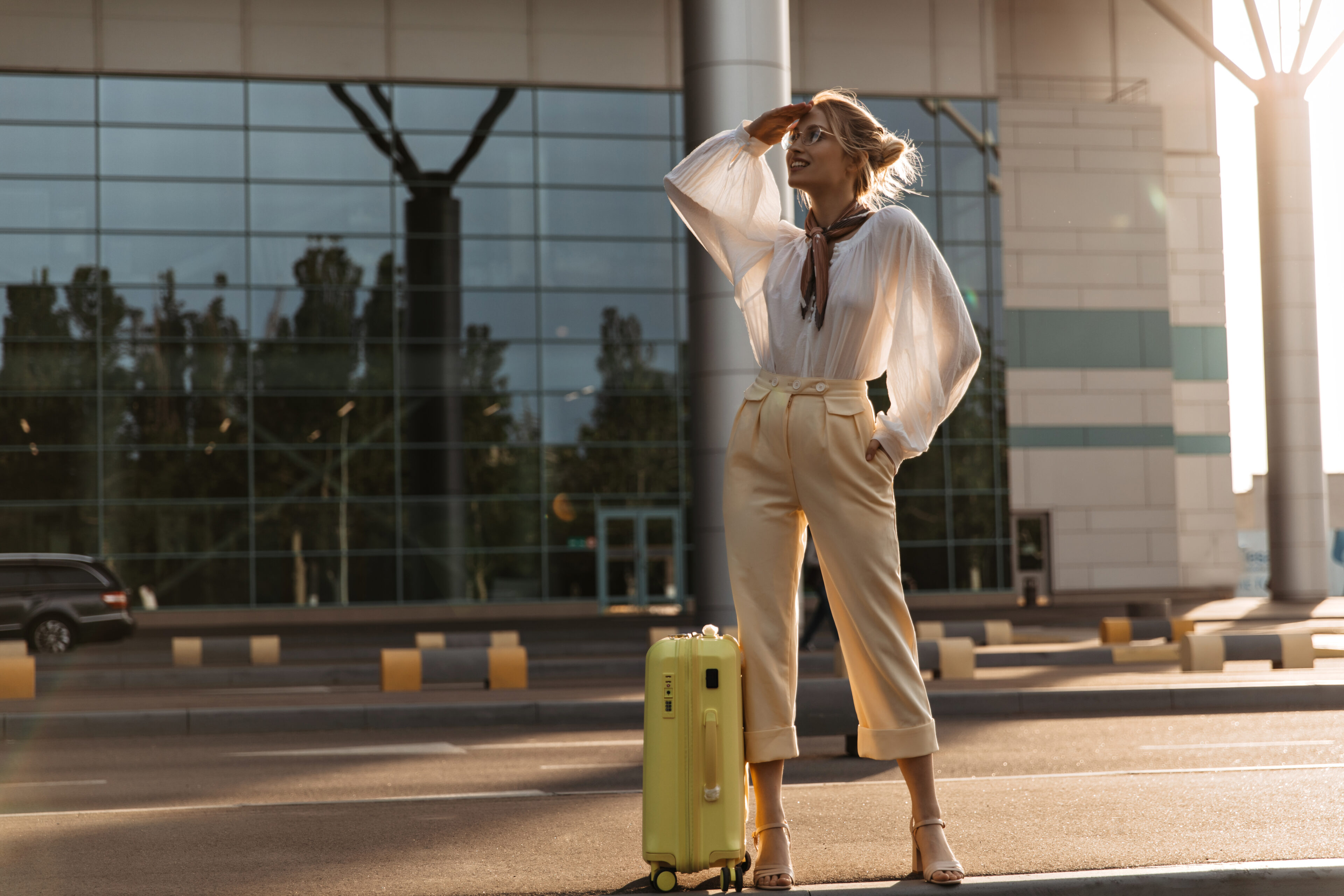 White Blouse And Beige Pants