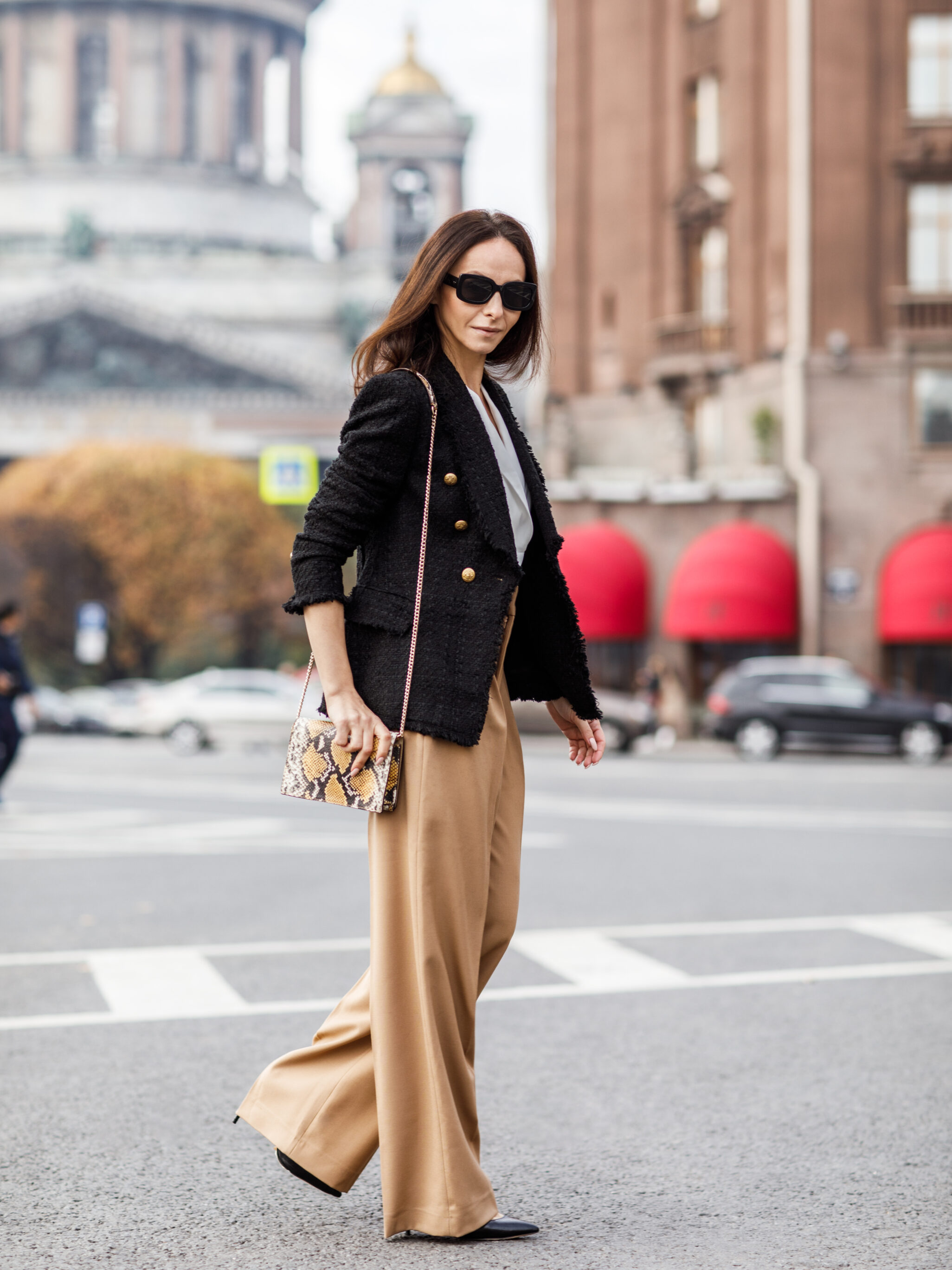 Bright Wide-Leg Pants With A Blazer