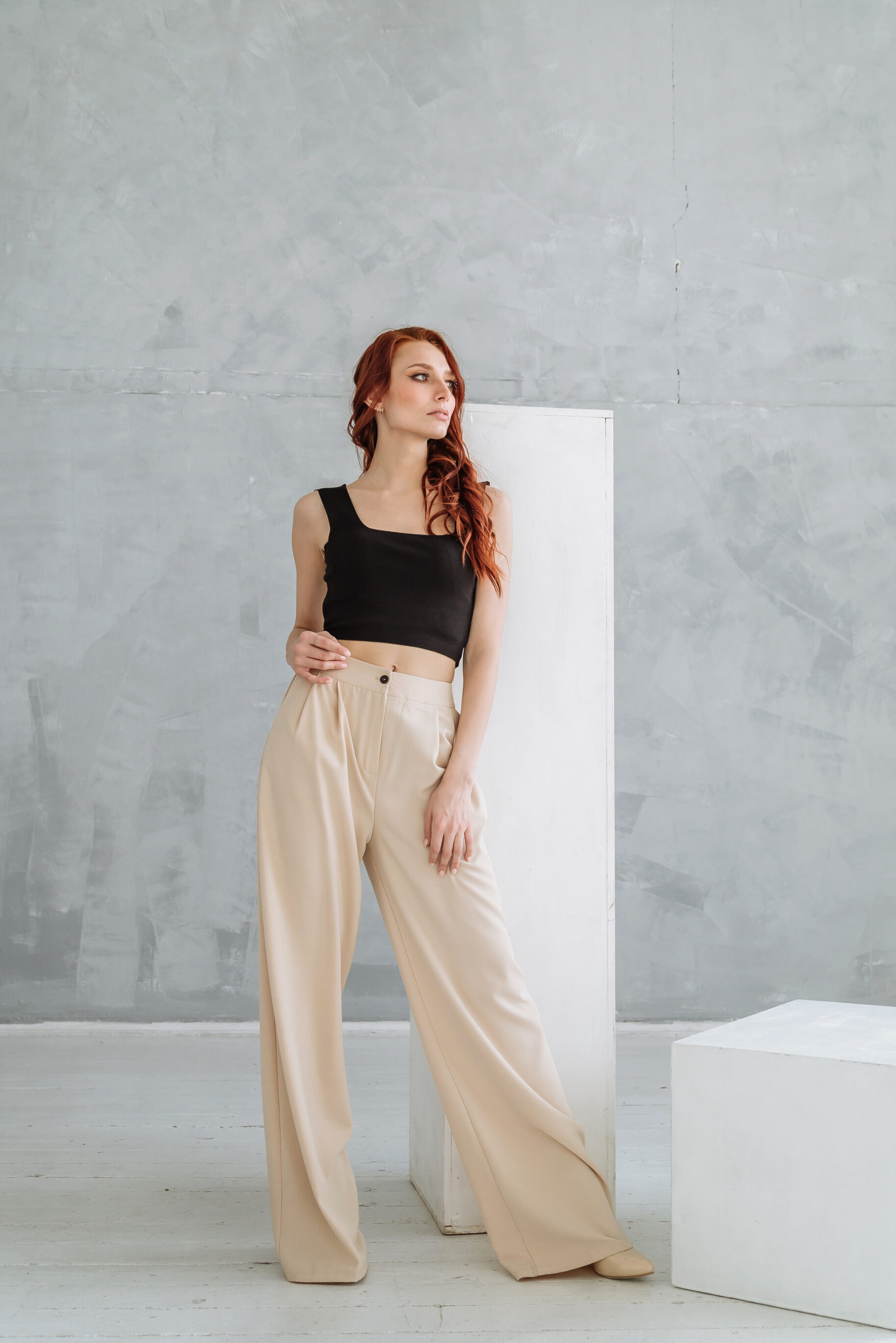 Bra Top + Wide-Leg Trousers