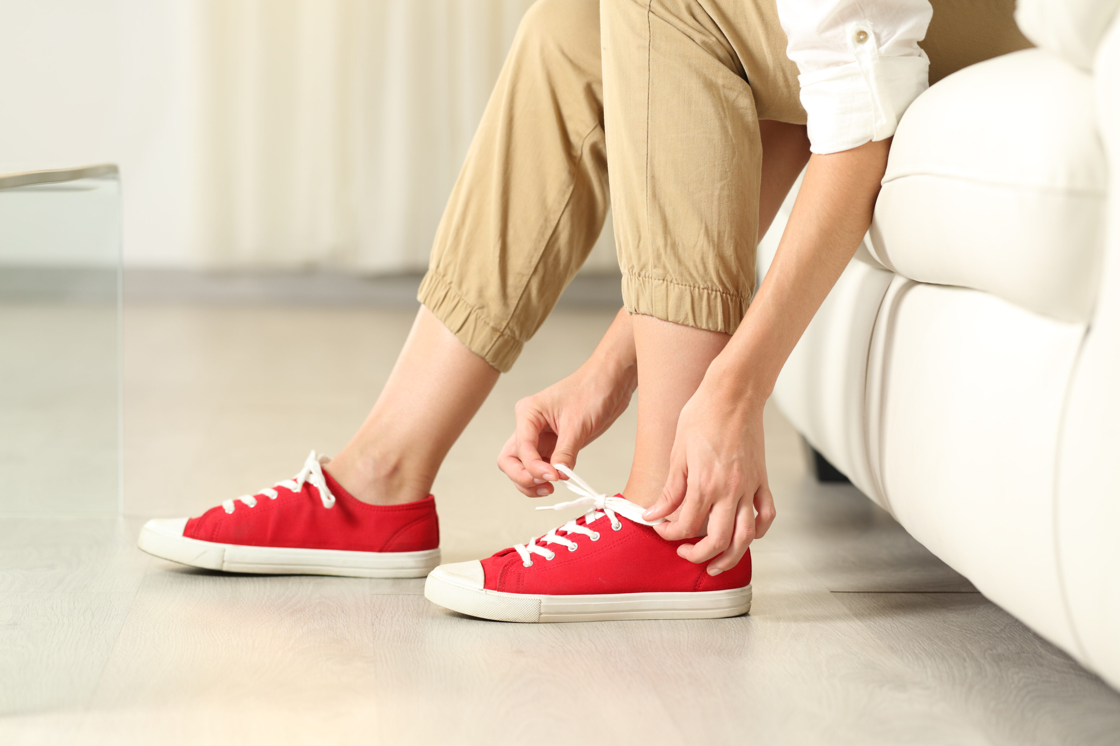 Red Shoes With Neutral Pants
