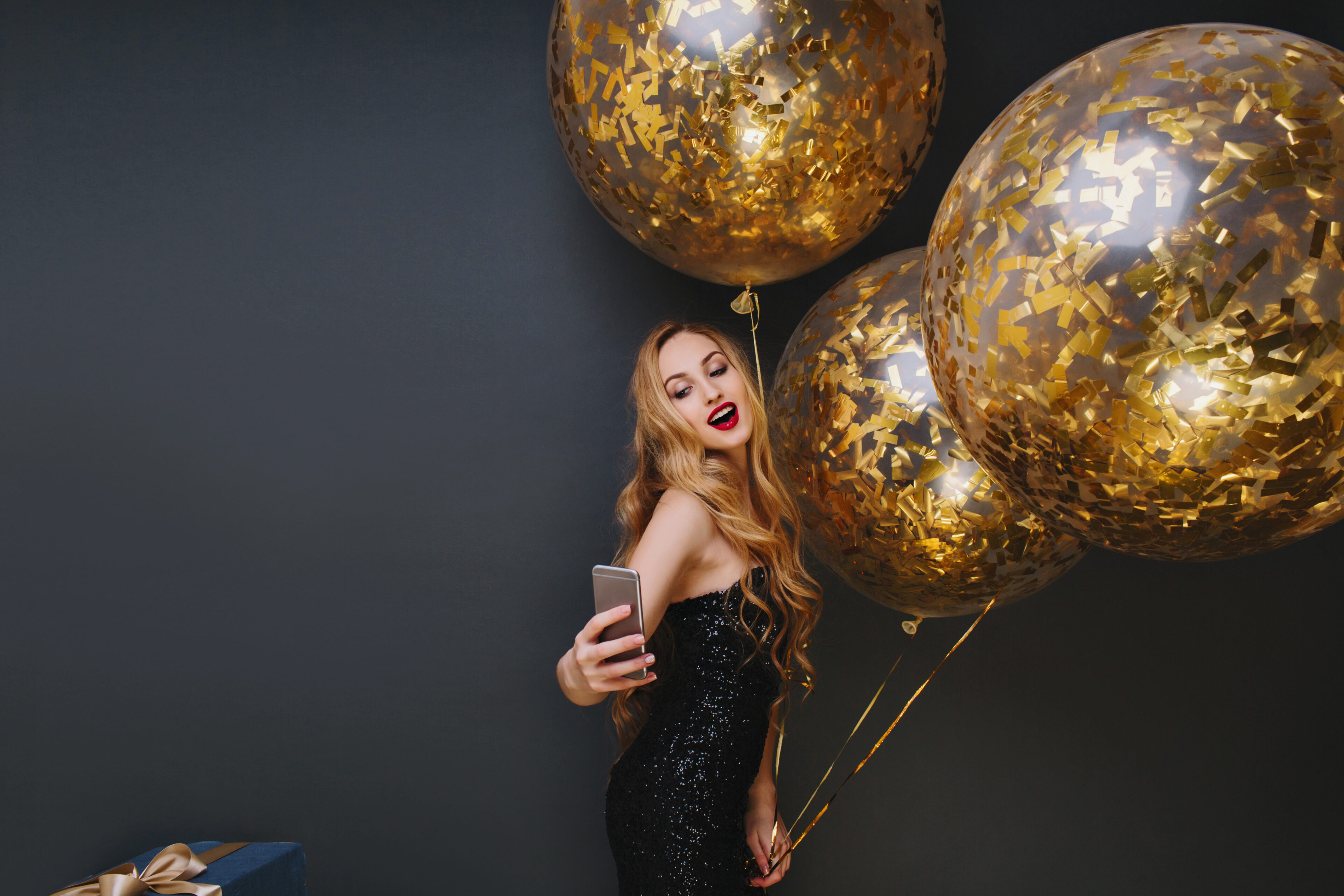 Strapless Black Sequin Dress