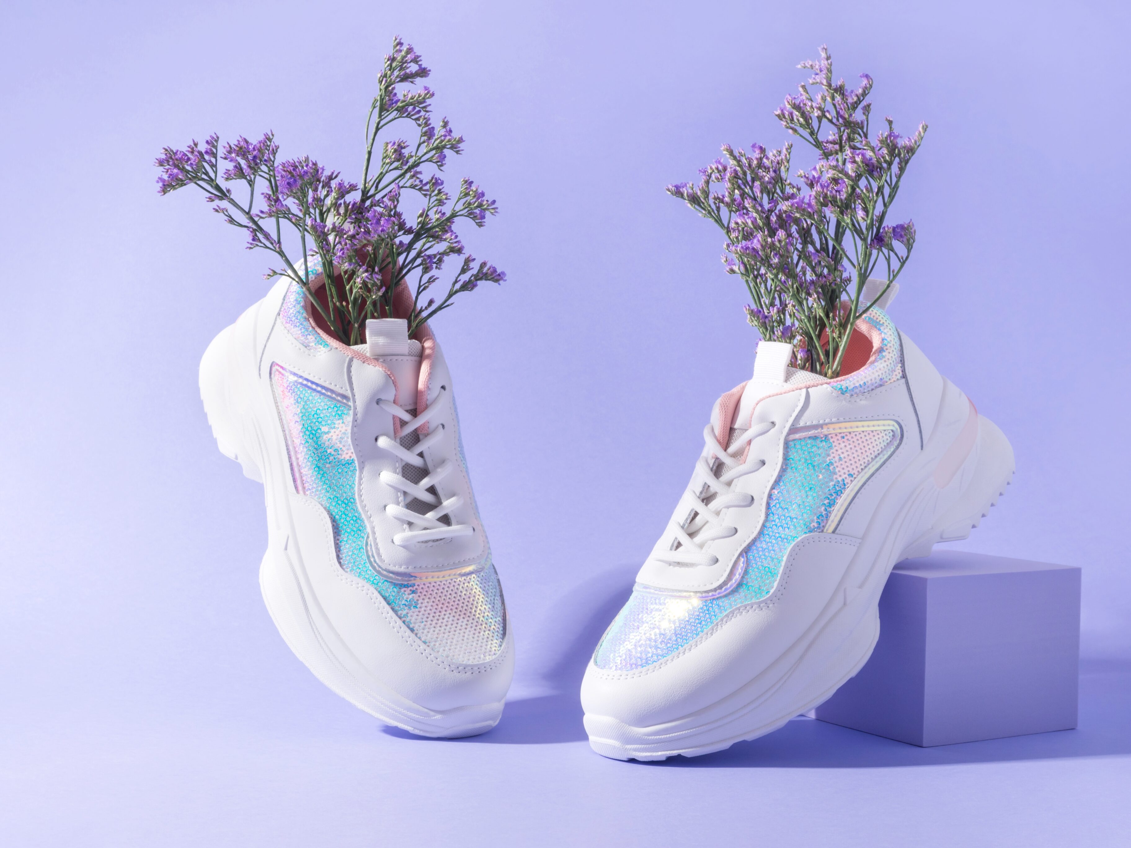 White Female Sneakers with Sequins