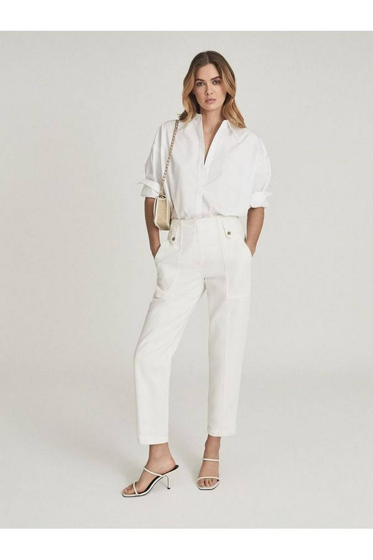 White Button-Up + Relaxed Trousers