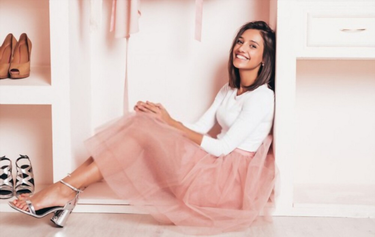 Pink Dress With Silver Strappy Sandals