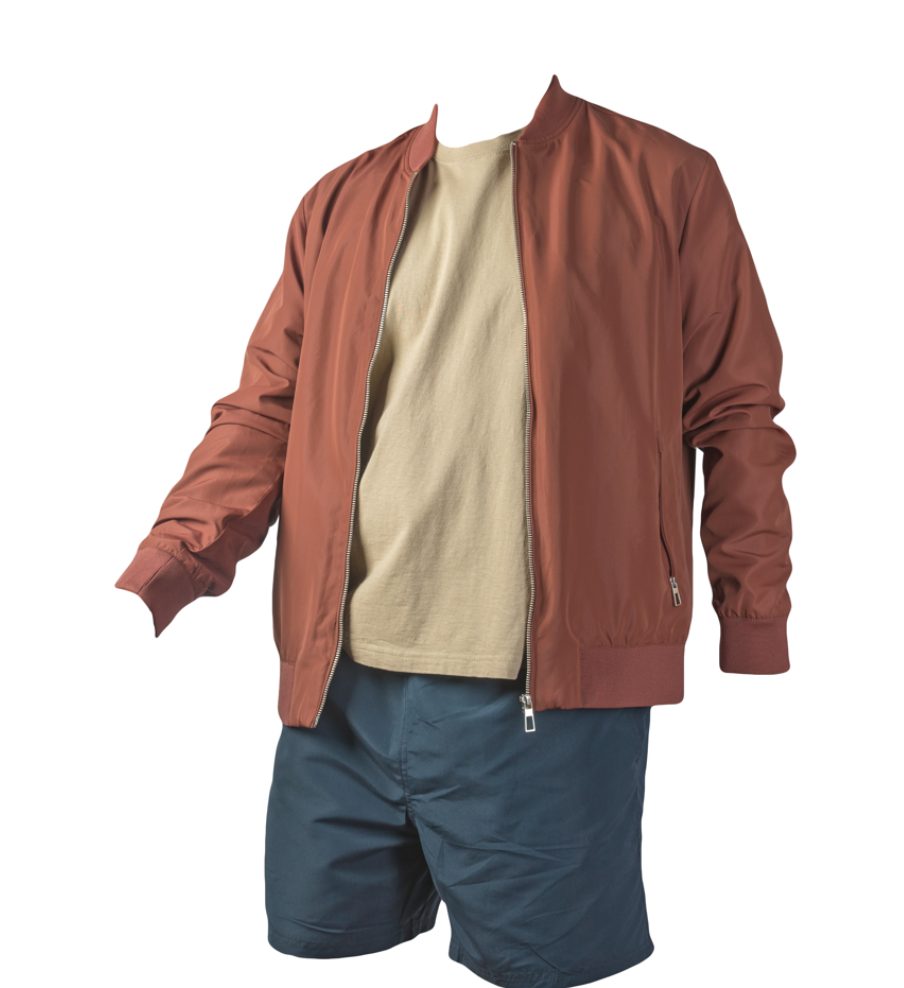 T-Shirt With Brown Bomber And Jeans