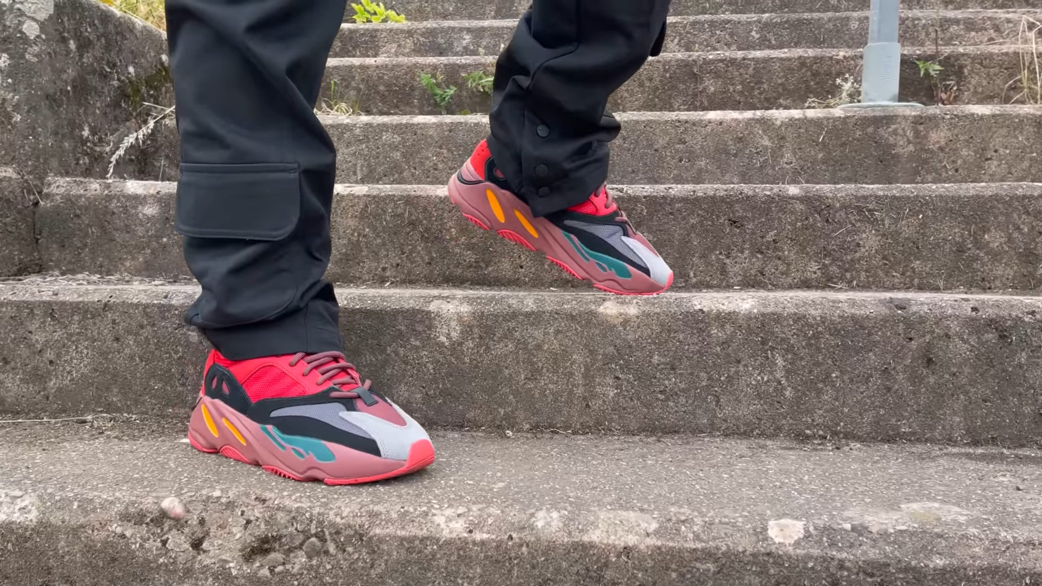 Yeezy Wearing on Stair