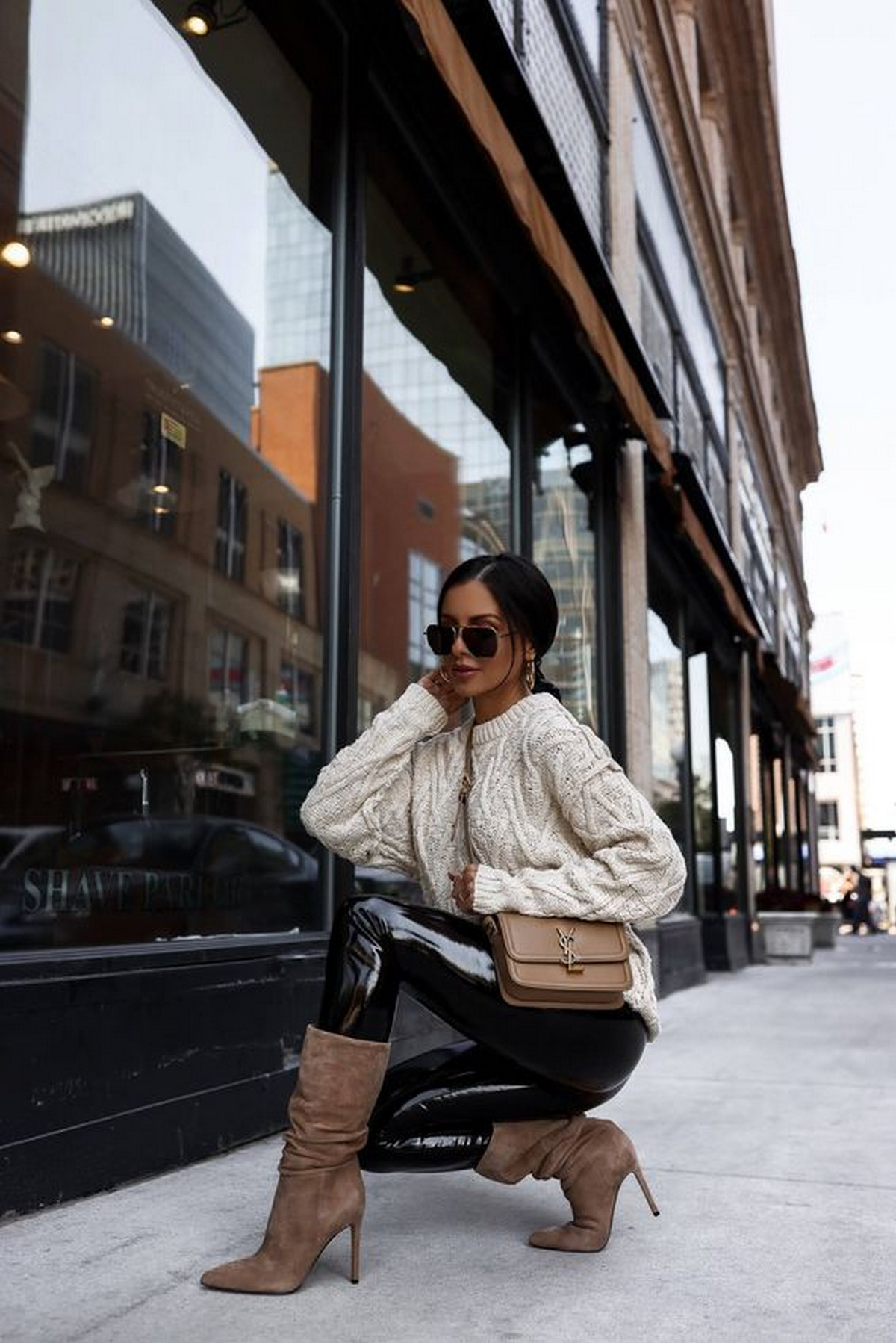 Sweater with Leather Legging and Boots