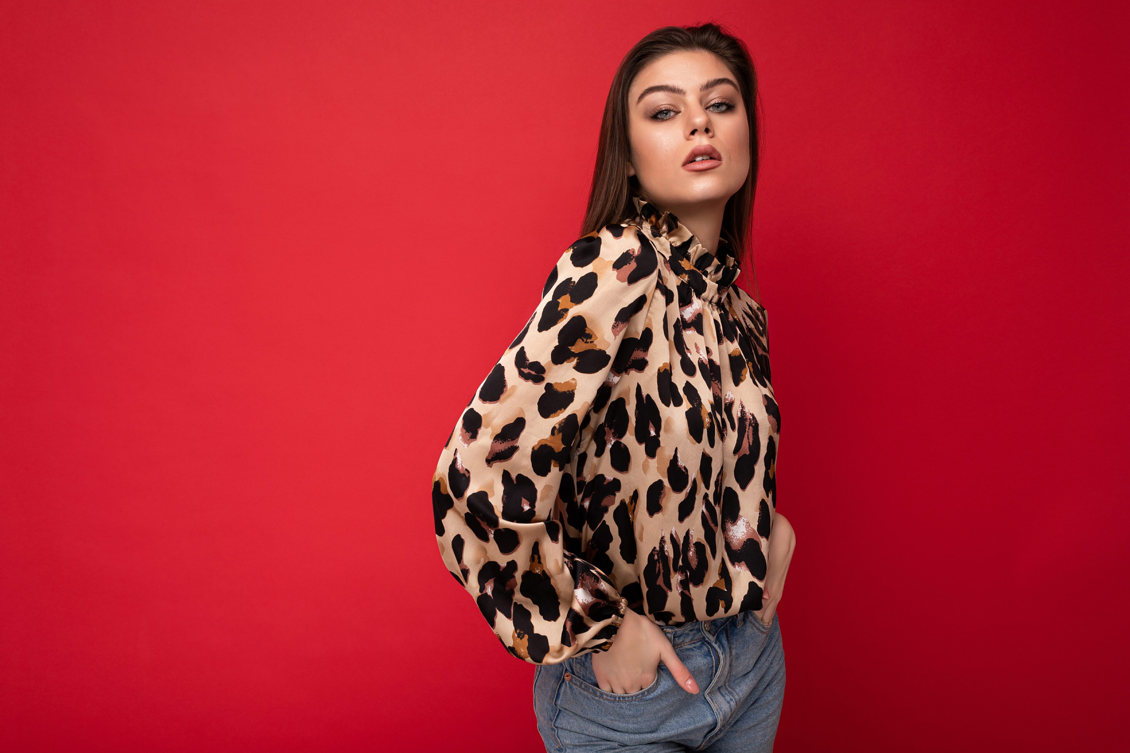 Leopard Long Sleeve Blouse And Trousers 