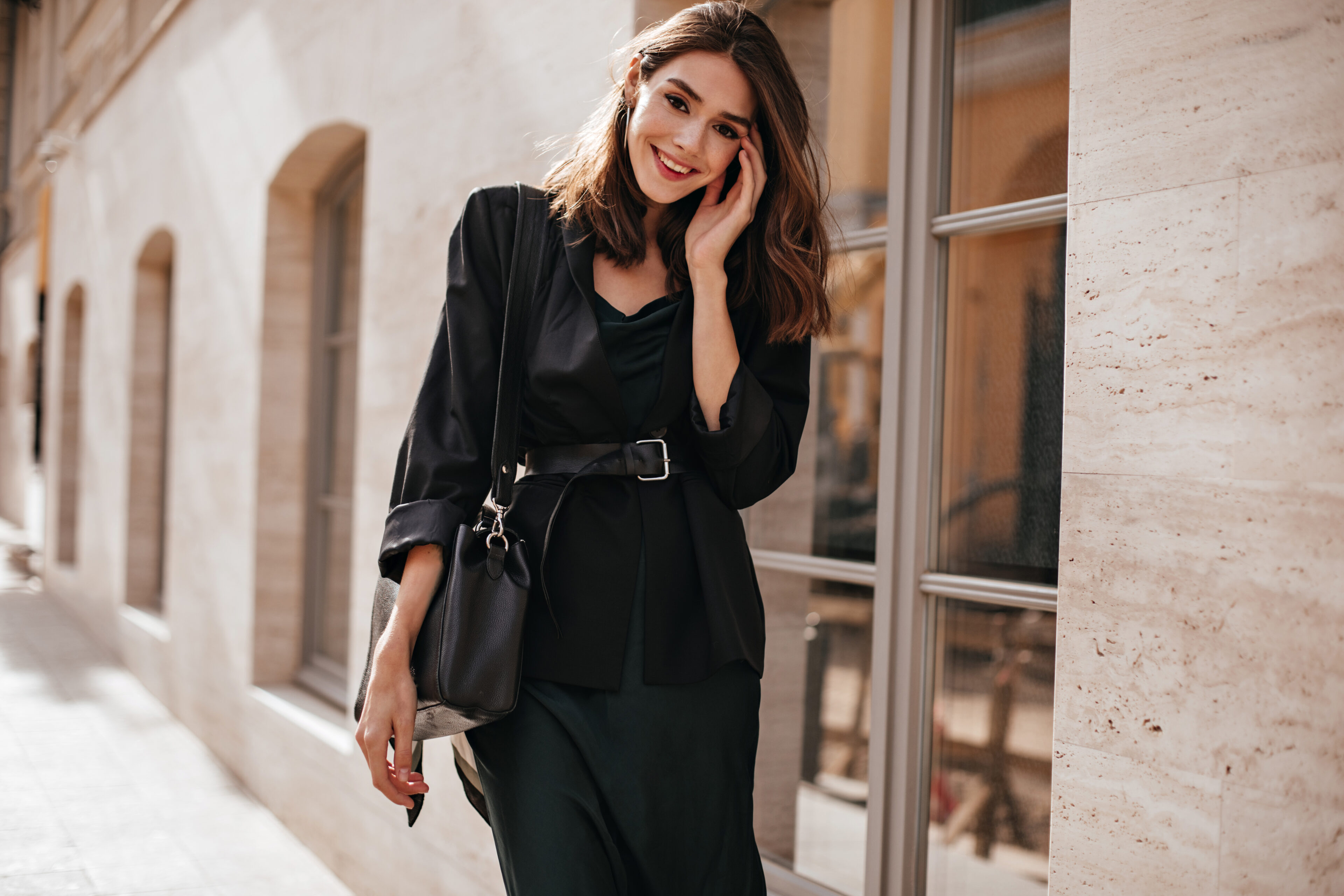 Blazer, Slip Dress, And Belt