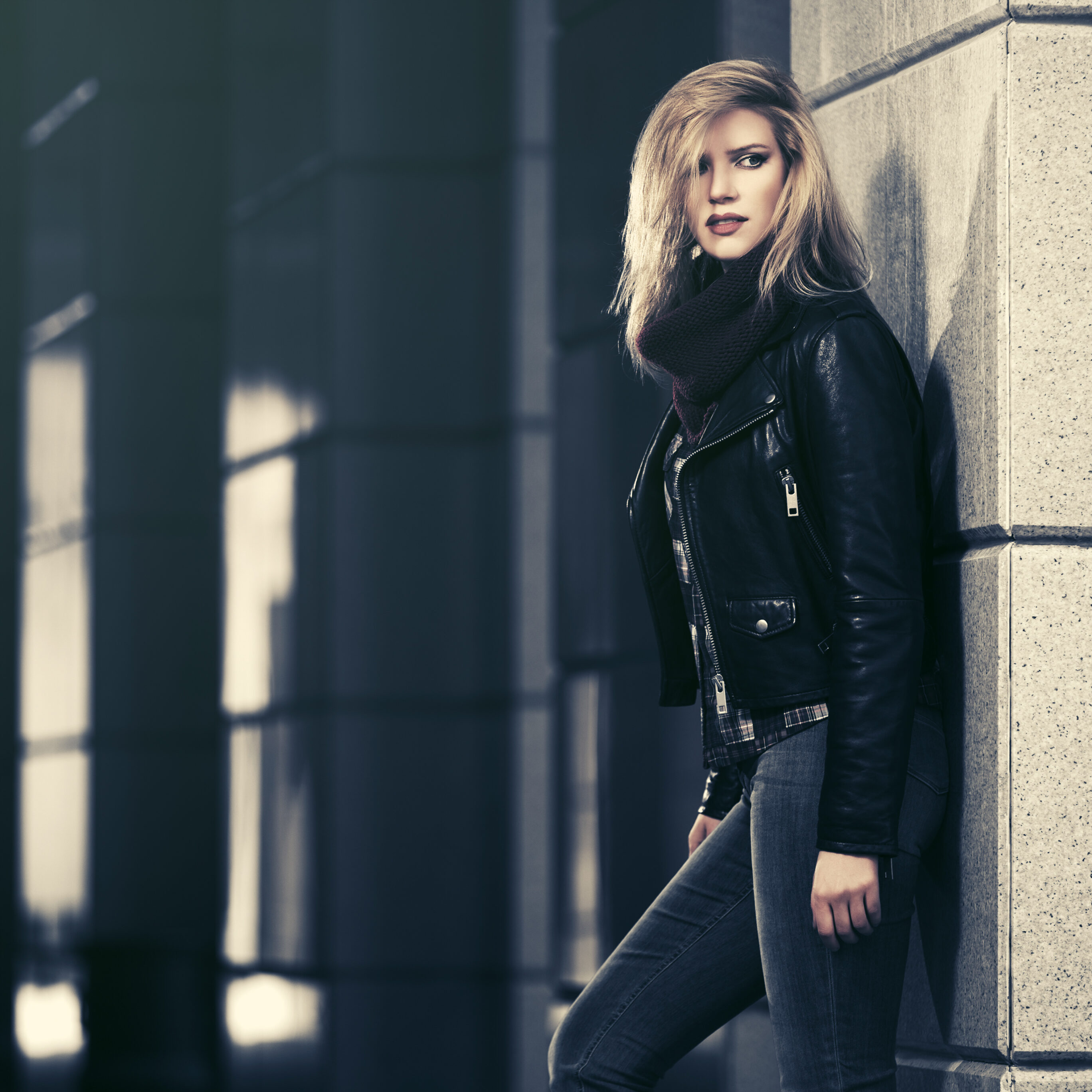 Skinny Pants And Leather Jacket