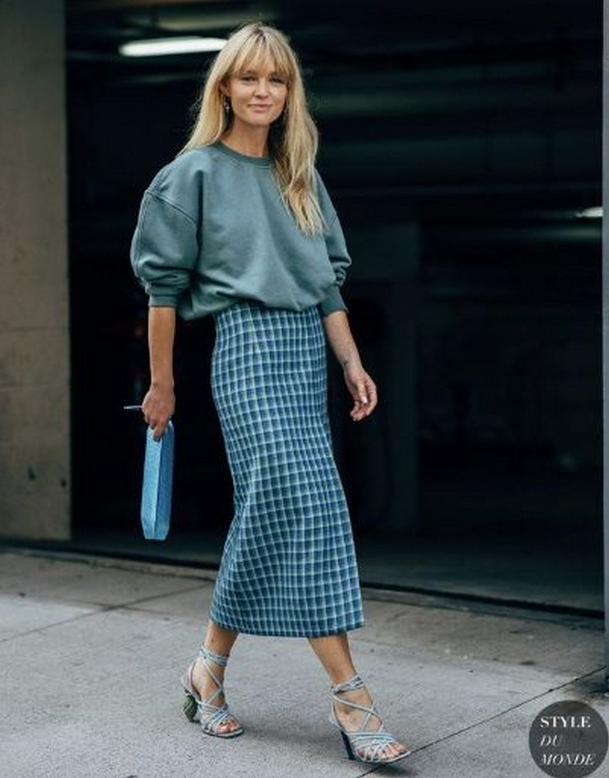 Sweater, Plaid Skirts, And High Heel Sandals