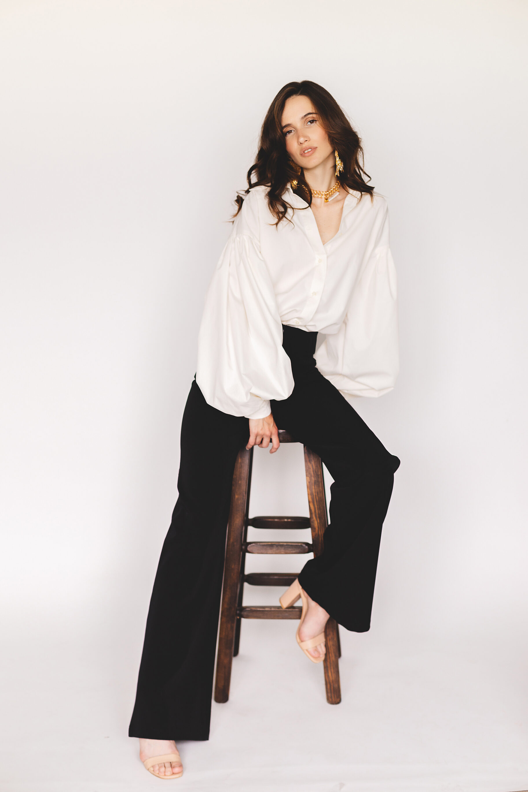 Blouse And Black Wide Leg Pants 