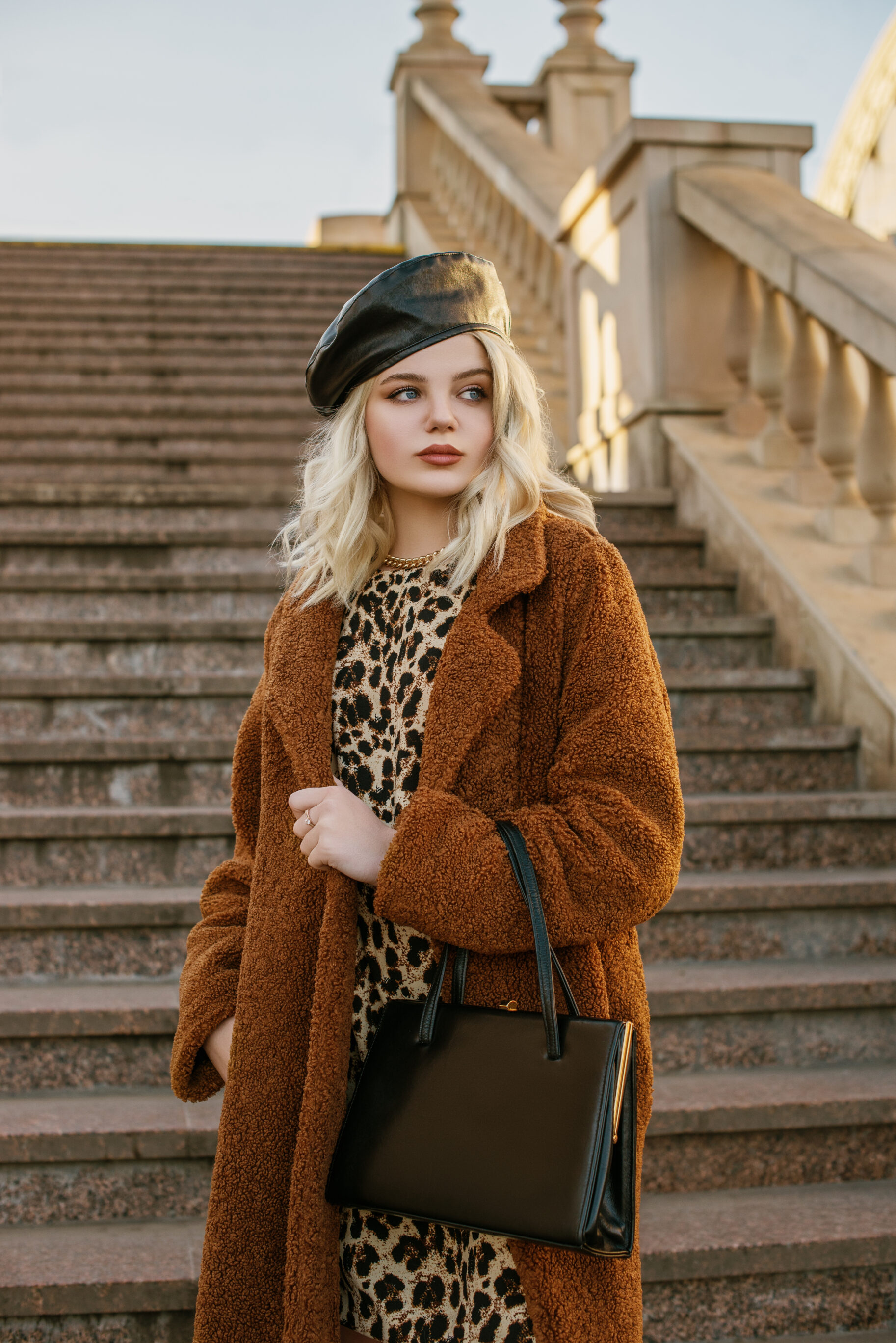 Patterned Dresses and Faux Fur Coats