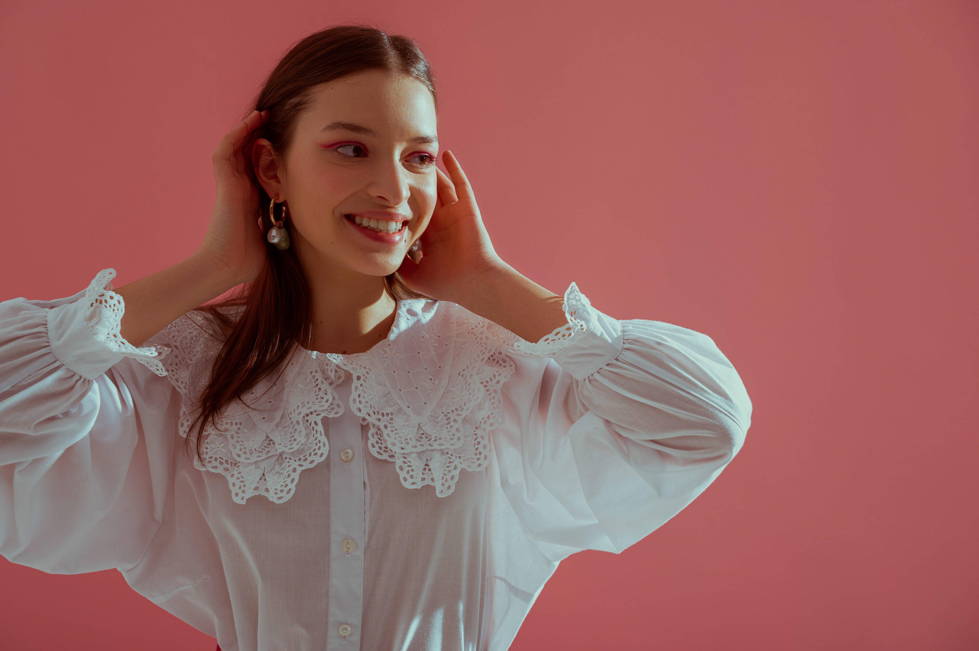 Vintage Cotton Blouse With Lace Collar