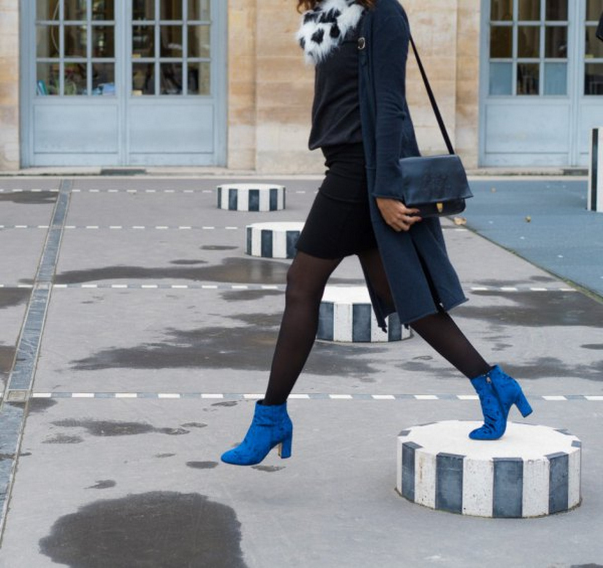 Mini Skirt, Trench Coat, Tight, And Blue Suede Boots