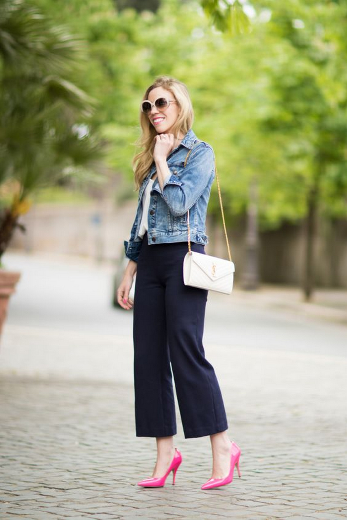 Denim Outfits and Neon High Heels Pumps