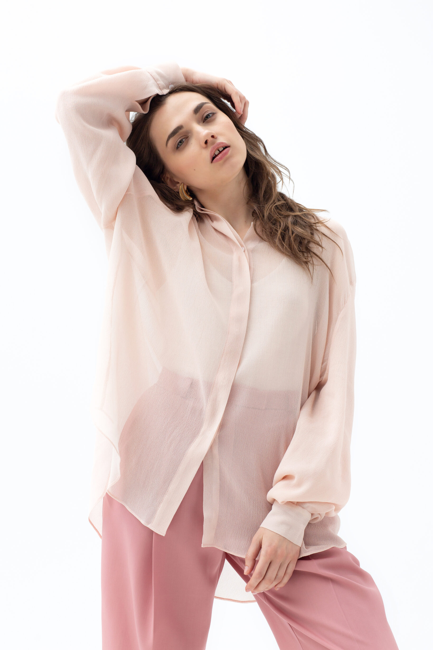 Pink Elegant Chiffon Blouses