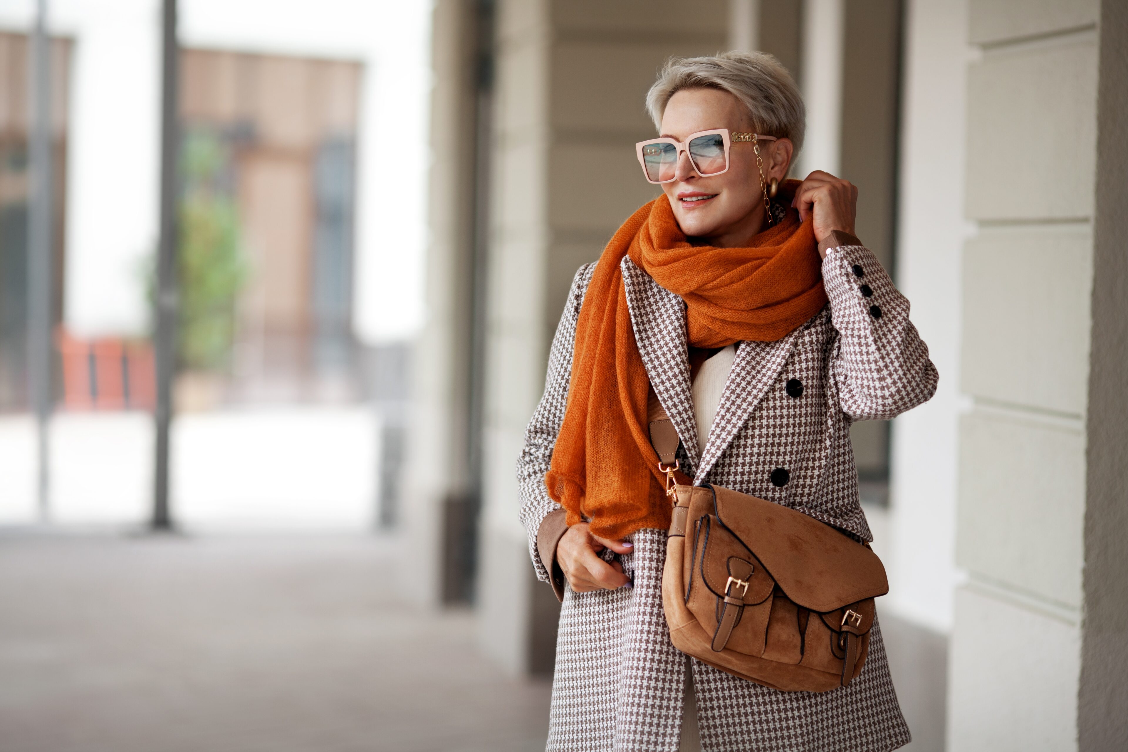 Plaid Blazer And Scarf