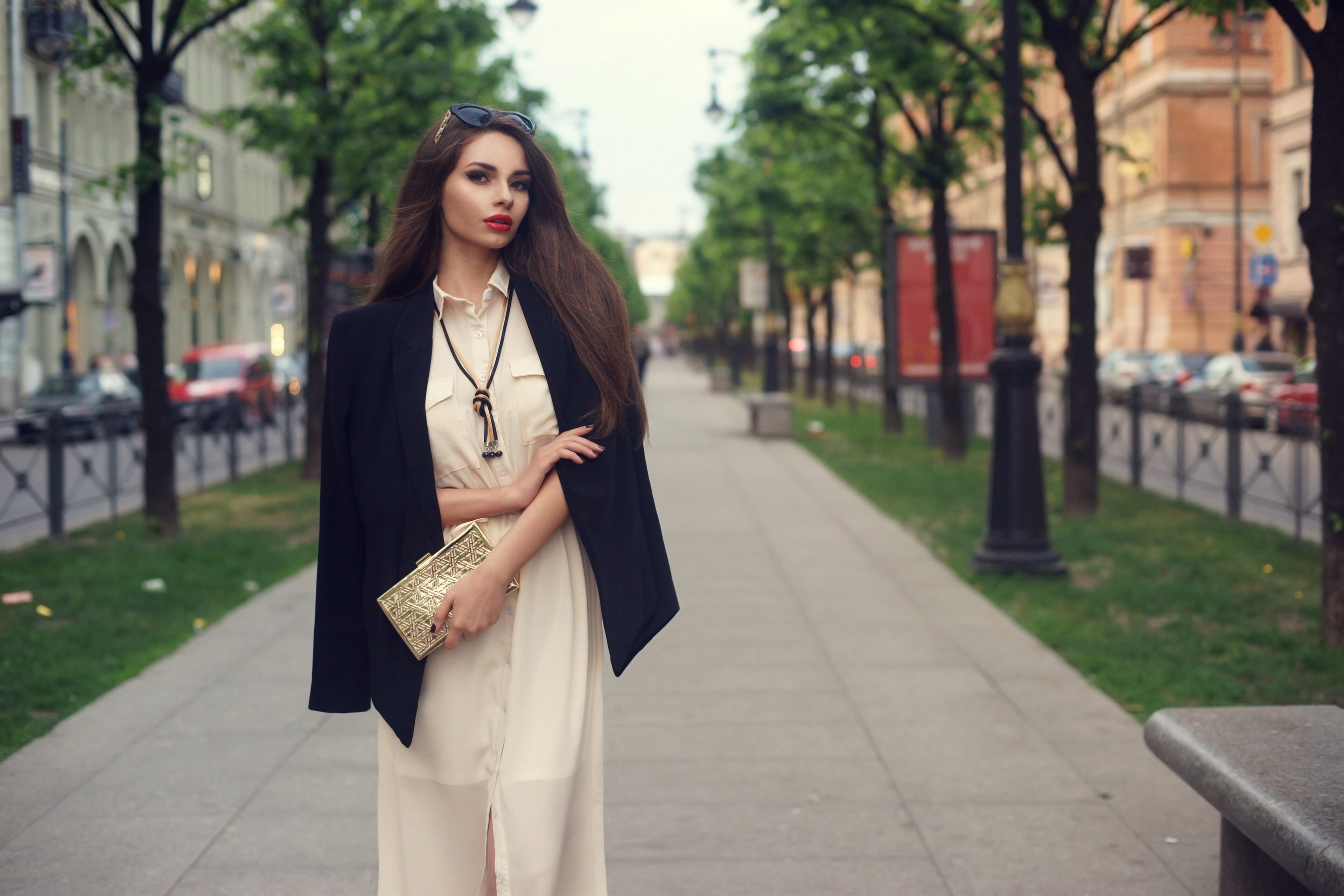 Vintage White Dress and Black Blazer