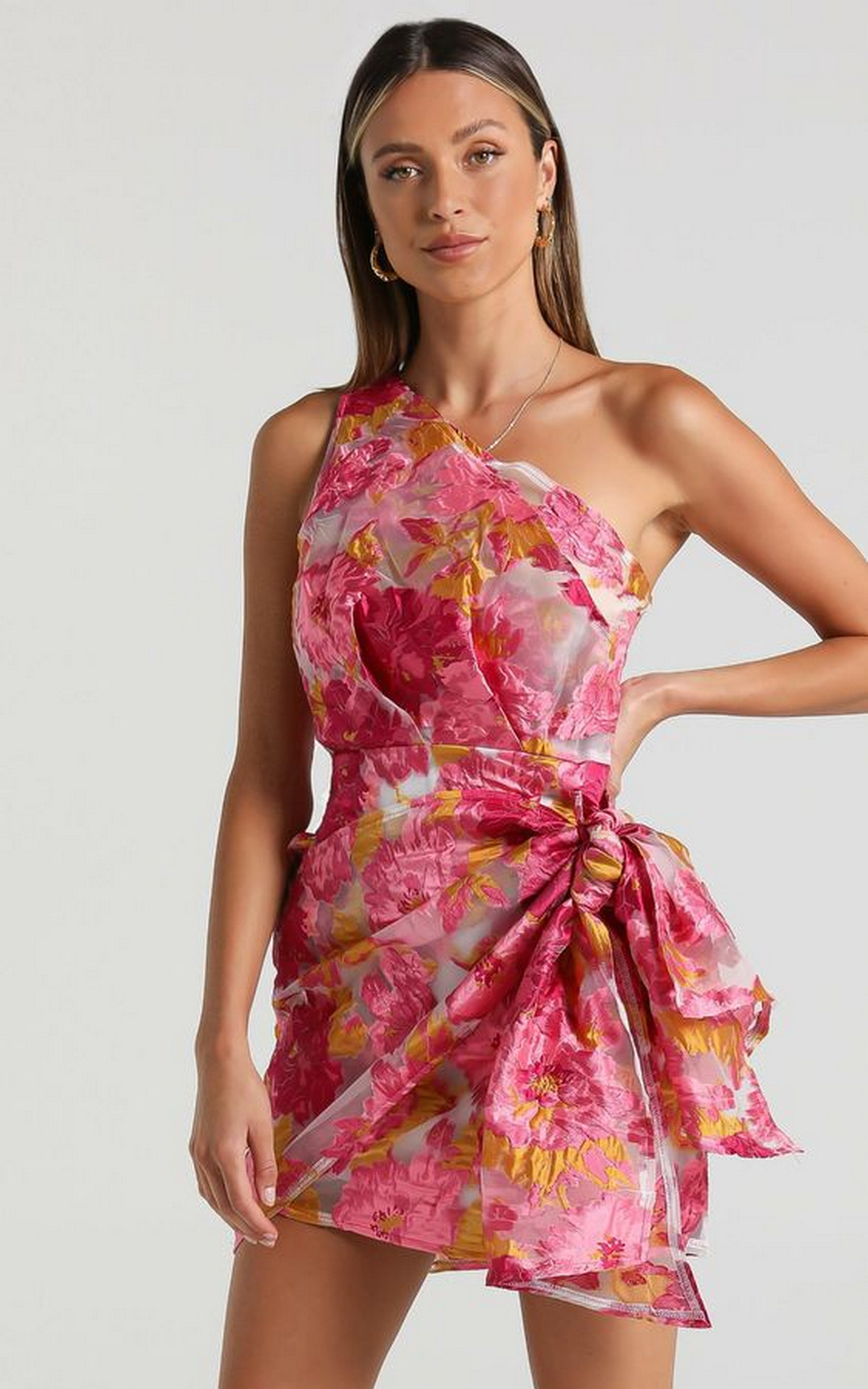 Brailey Mini Dress In Pink Floral Pattern
