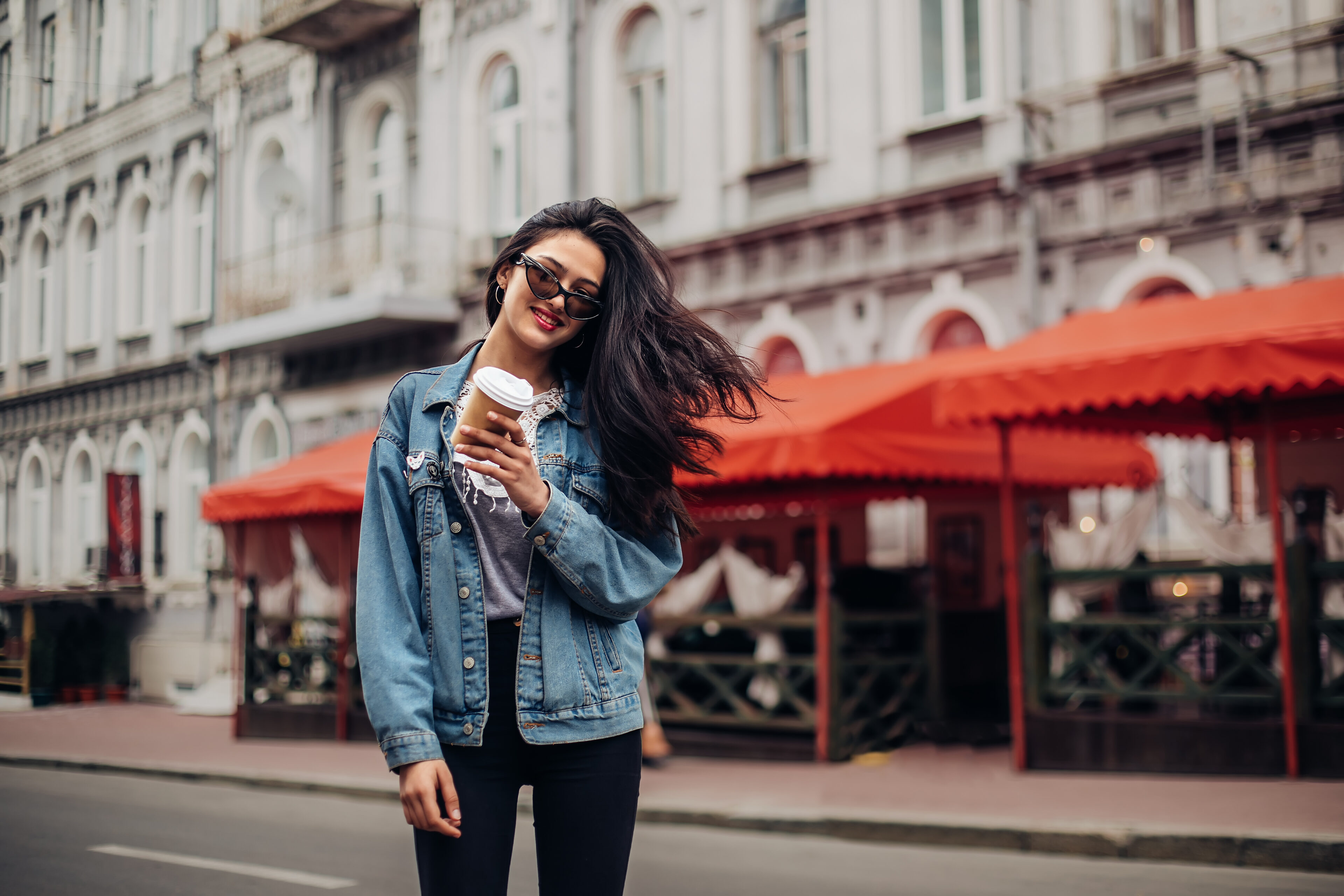 Jean Jacket With Black Leggings