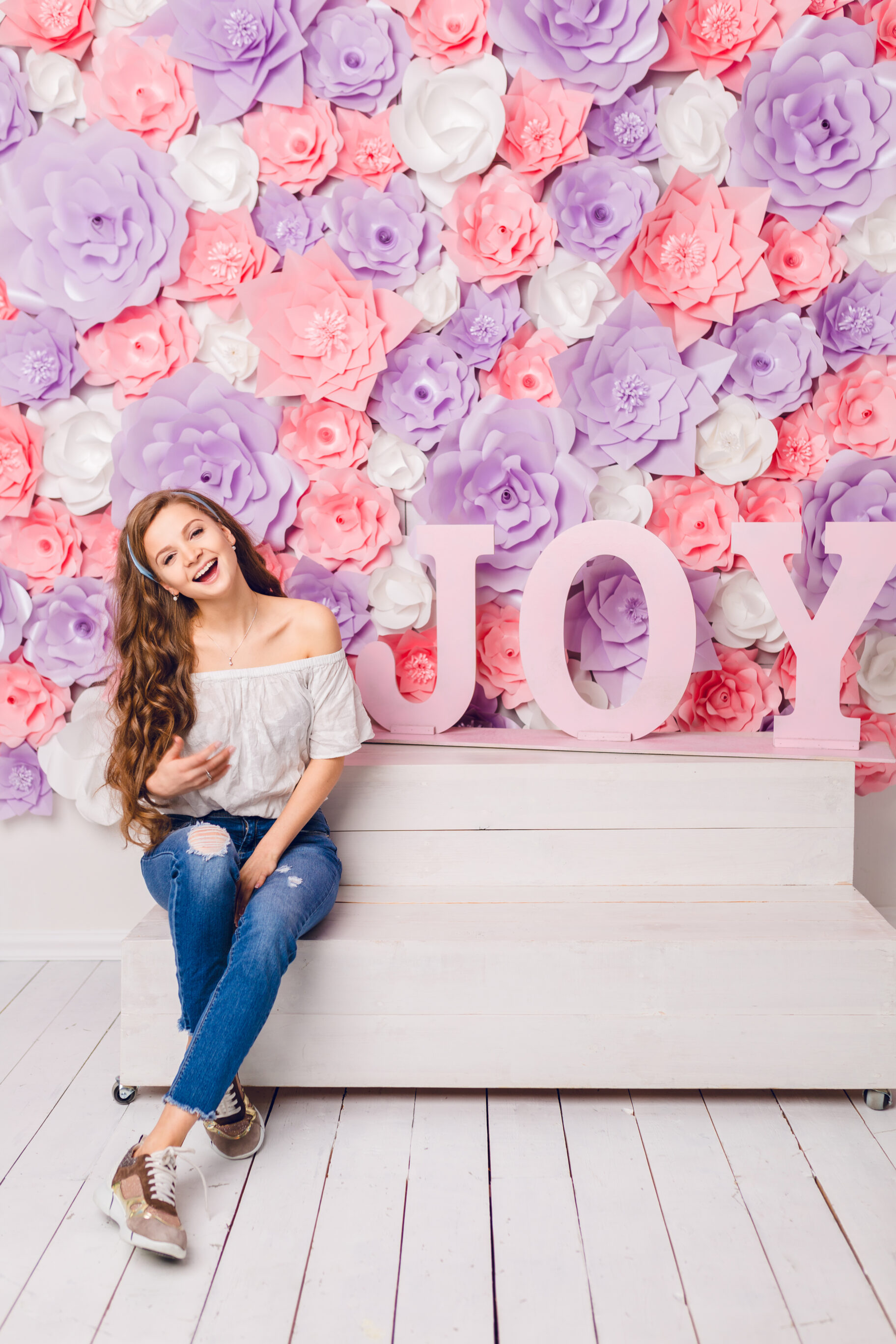 Off-The-Shoulder T-Shirt and Jeans